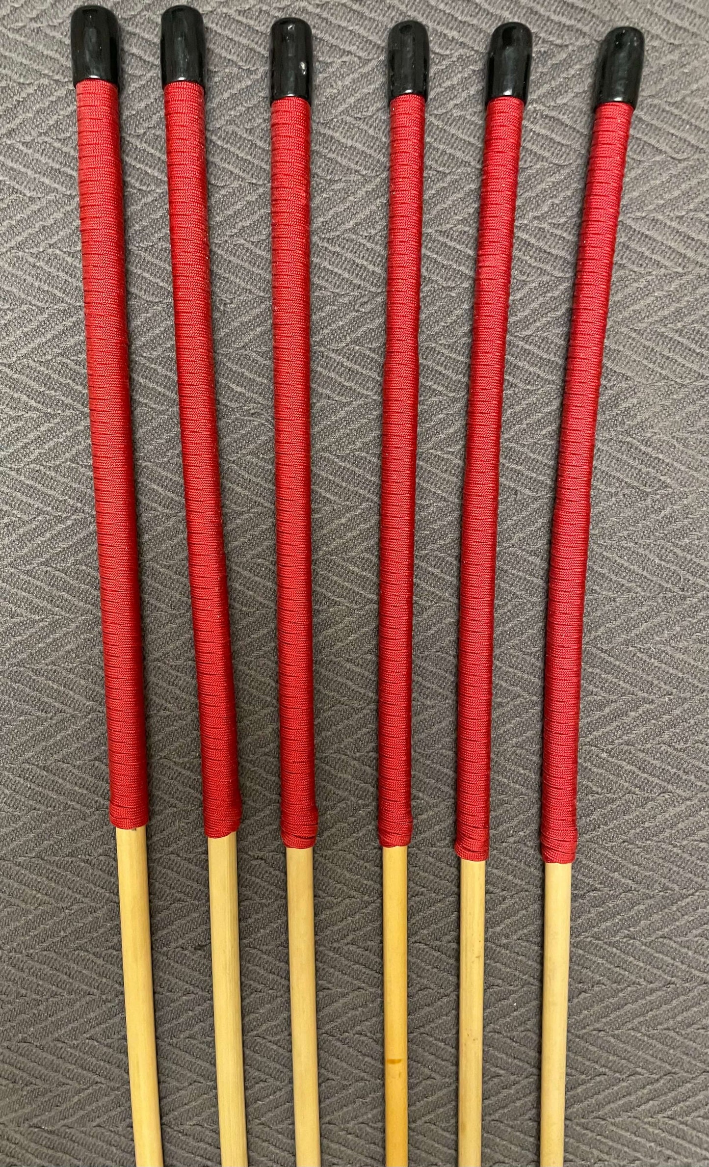 Dragon Canes / Punishment Canes / BDSM Canes Set of 6  -  95 to 100 cms Length - Red or Burgundy Paracord Handles - Stripewell Canes