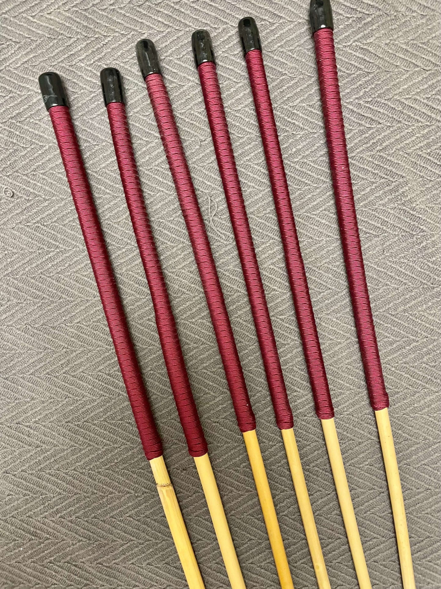 Dragon Canes / Punishment Canes / BDSM Canes Set of 6  -  95 to 100 cms Length - Red or Burgundy Paracord Handles - Stripewell Canes