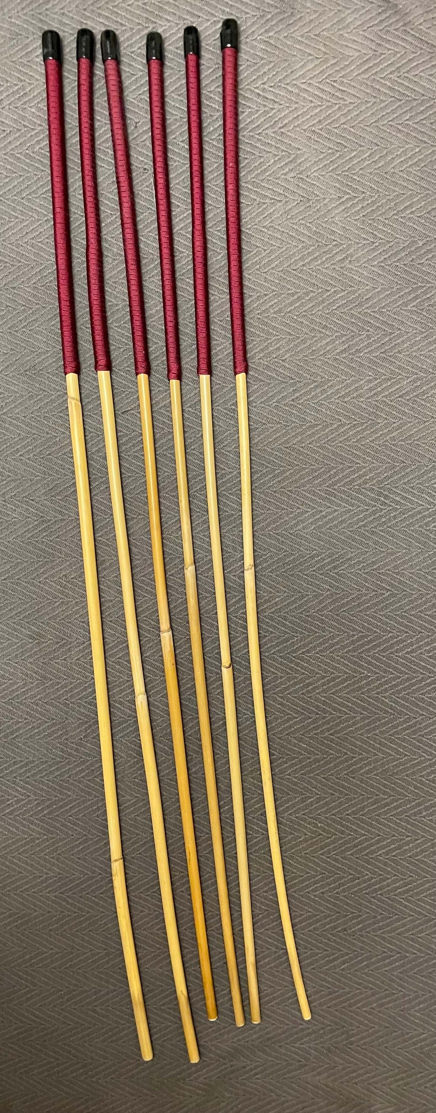 Dragon Canes / Punishment Canes / BDSM Canes Set of 6  -  95 to 100 cms Length - Red or Burgundy Paracord Handles - Stripewell Canes