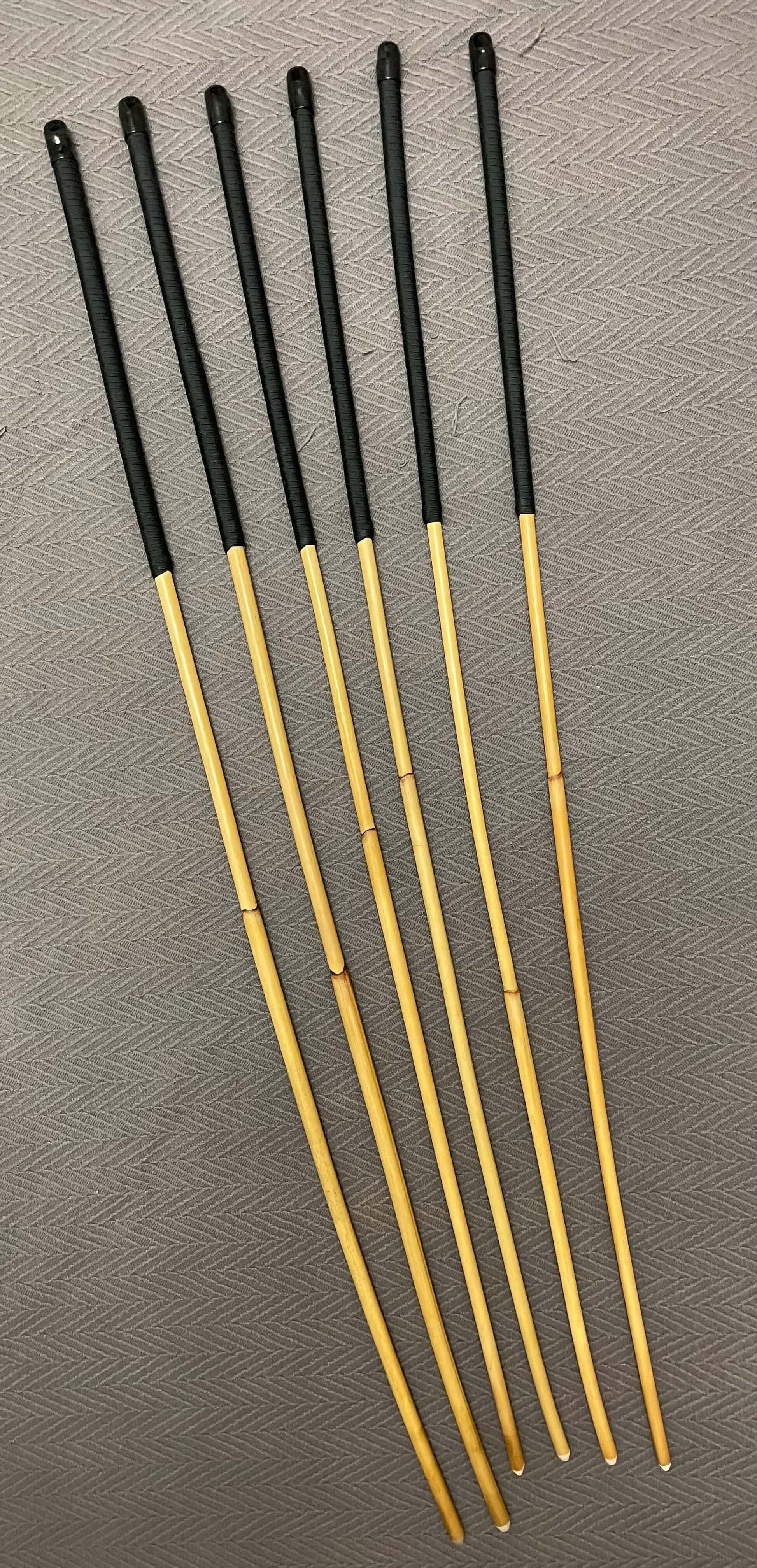 Set of 6 Natural Dragon Rattan Canes / School Punishment Canes / BDSM Canes - 95 to 100 cms Length - Black Paracord Handles - Stripewell Canes