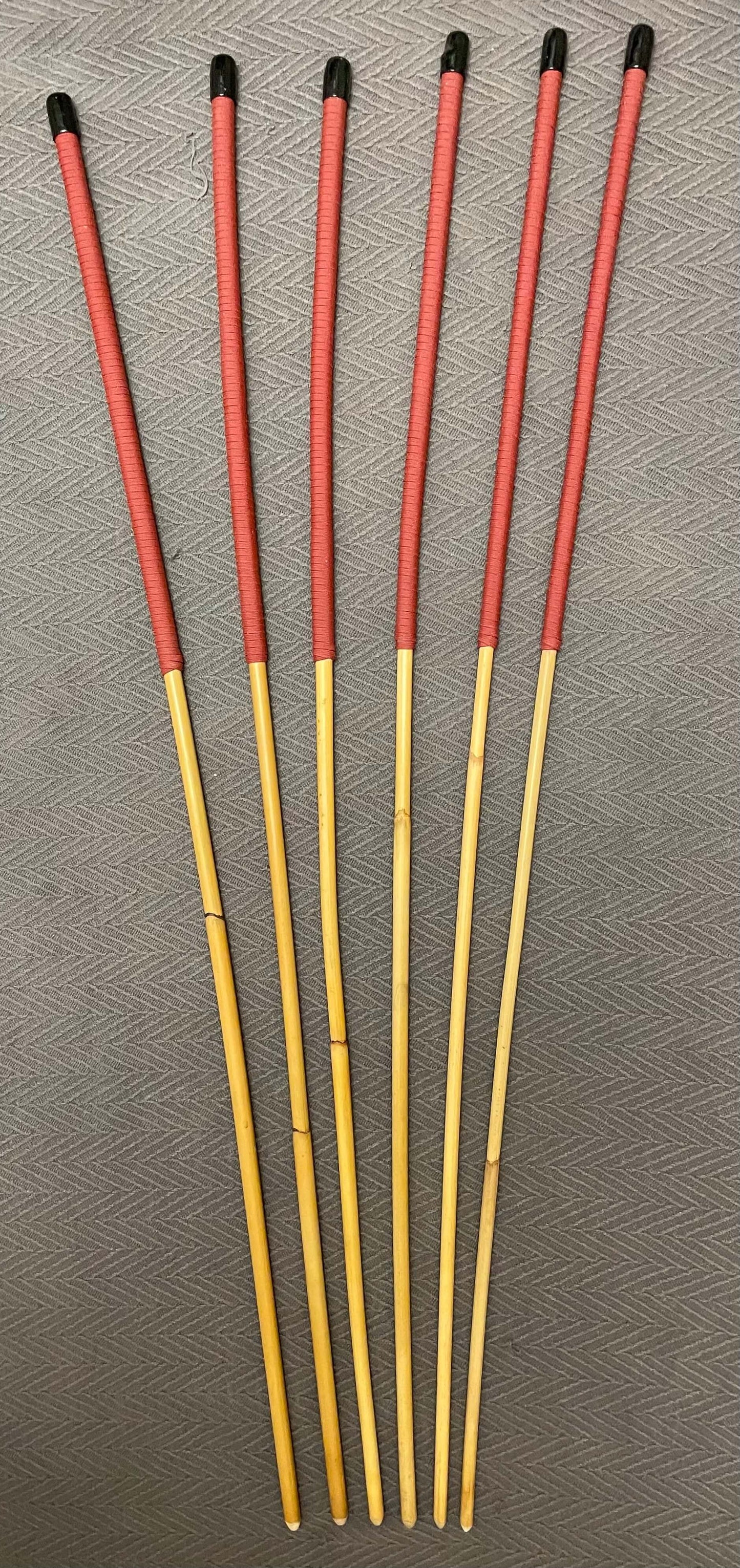 Set of 6 Dragon Canes / Punishment Canes / BDSM Canes / Dominatrix Canes - 95 cms Length - Red or Blue Streak Paracord Handles - Stripewell Canes