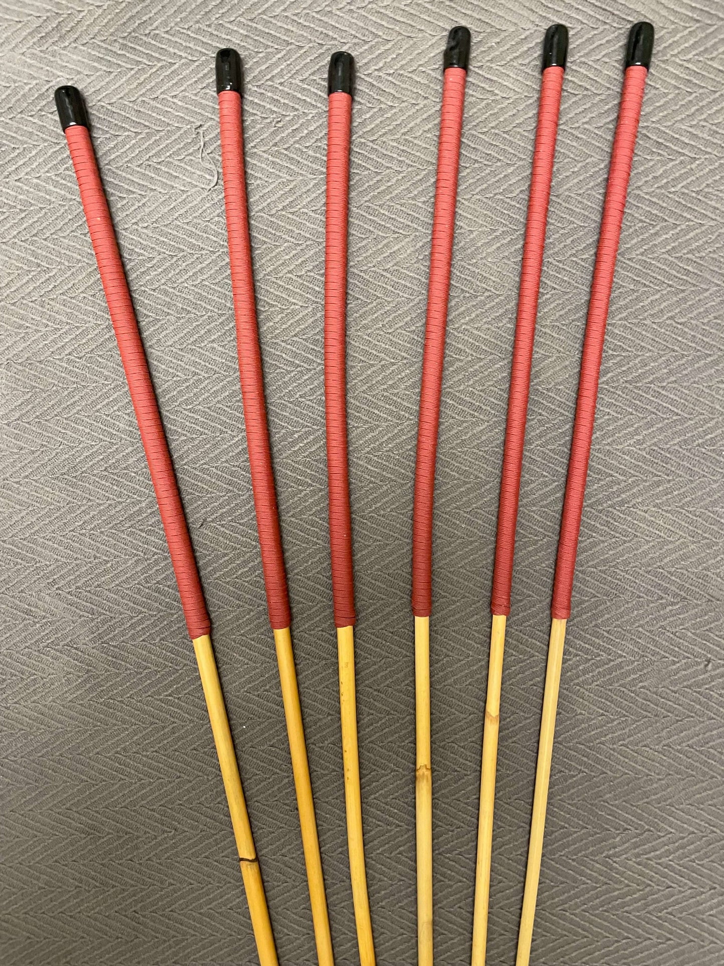 Set of 6 Dragon Canes / Punishment Canes / BDSM Canes / Dominatrix Canes - 95 cms Length - Red or Blue Streak Paracord Handles - Stripewell Canes