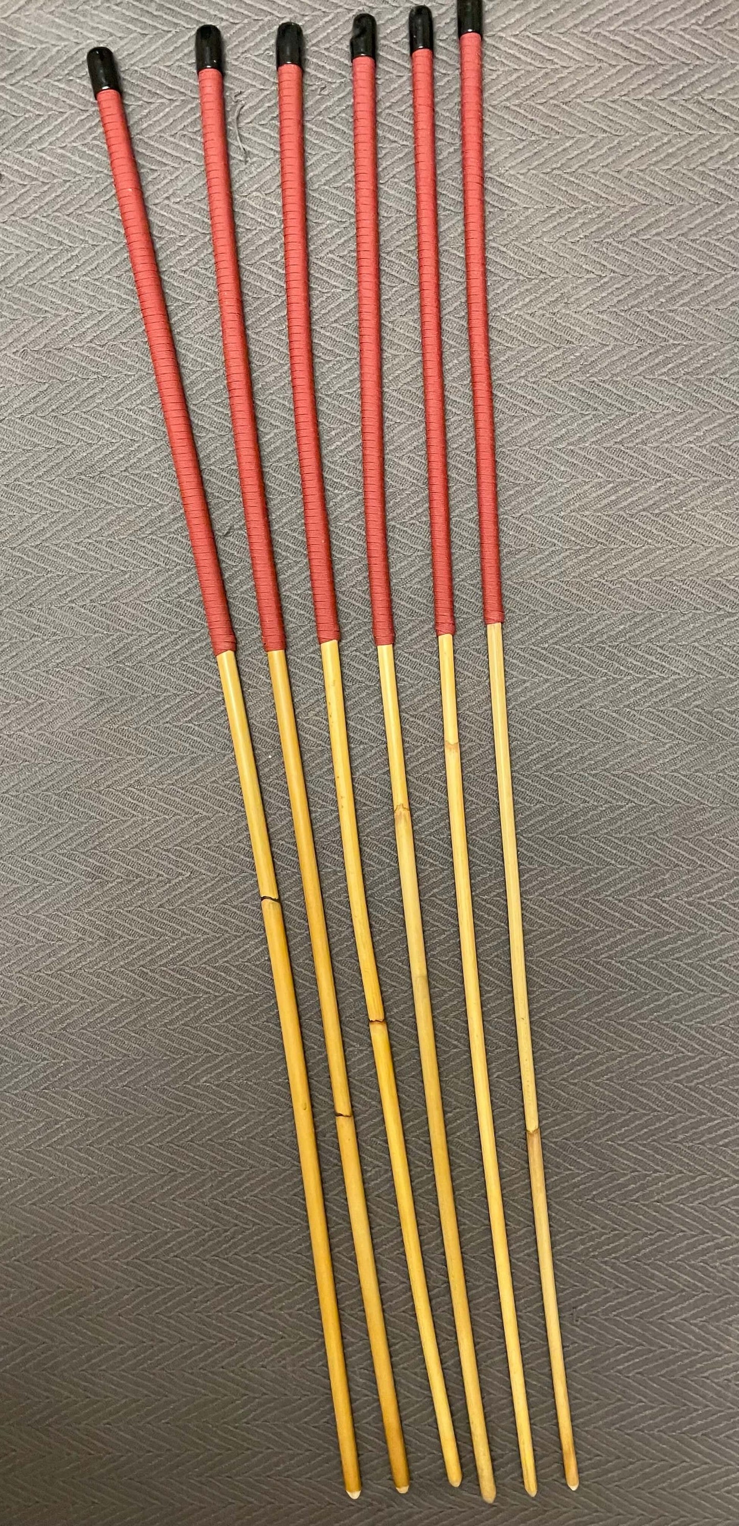 Set of 6 Dragon Canes / Punishment Canes / BDSM Canes / Dominatrix Canes - 95 cms Length - Red or Blue Streak Paracord Handles - Stripewell Canes