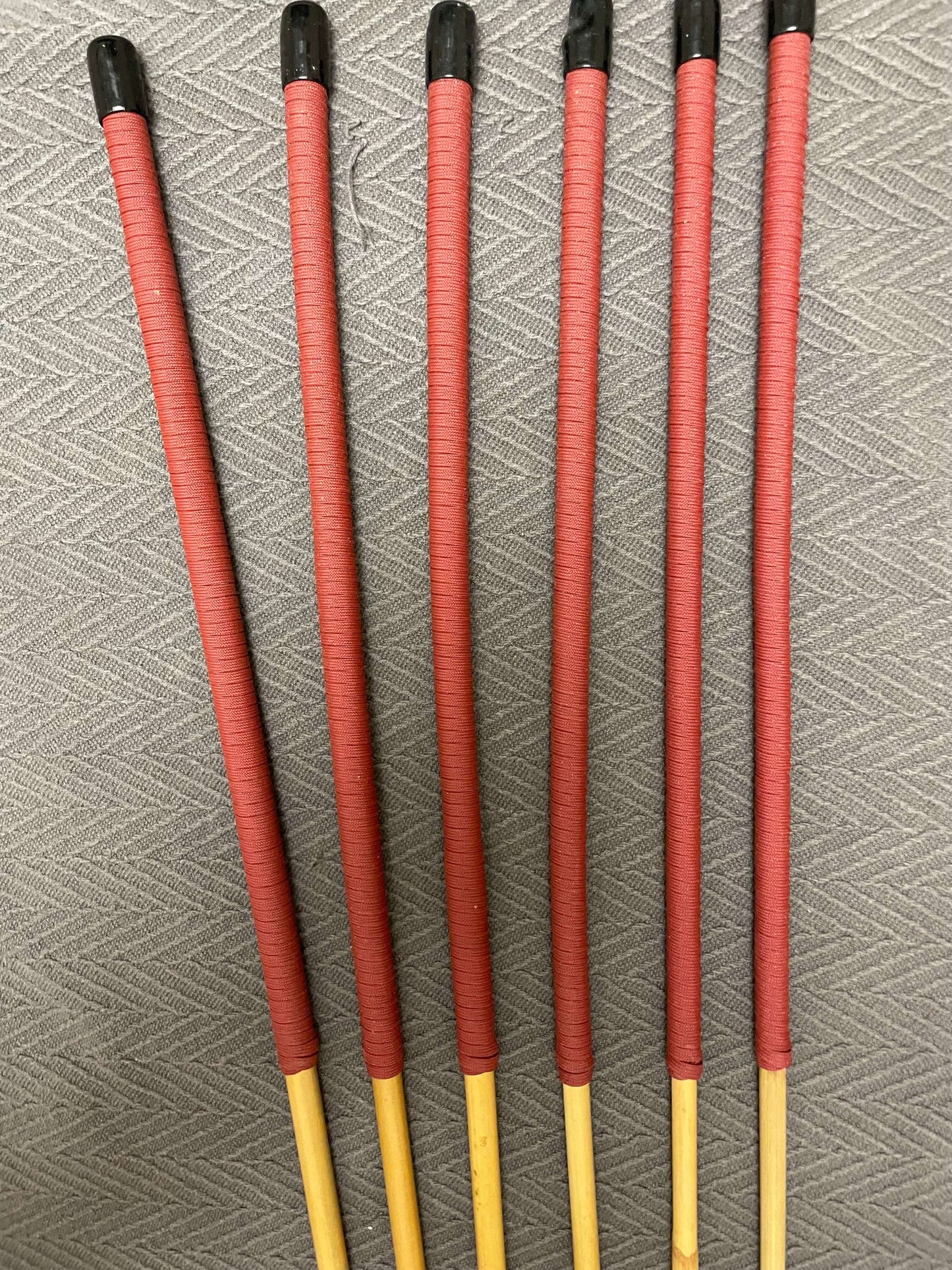 Set of 6 Dragon Canes / Punishment Canes / BDSM Canes / Dominatrix Canes - 95 cms Length - Red or Blue Streak Paracord Handles - Stripewell Canes