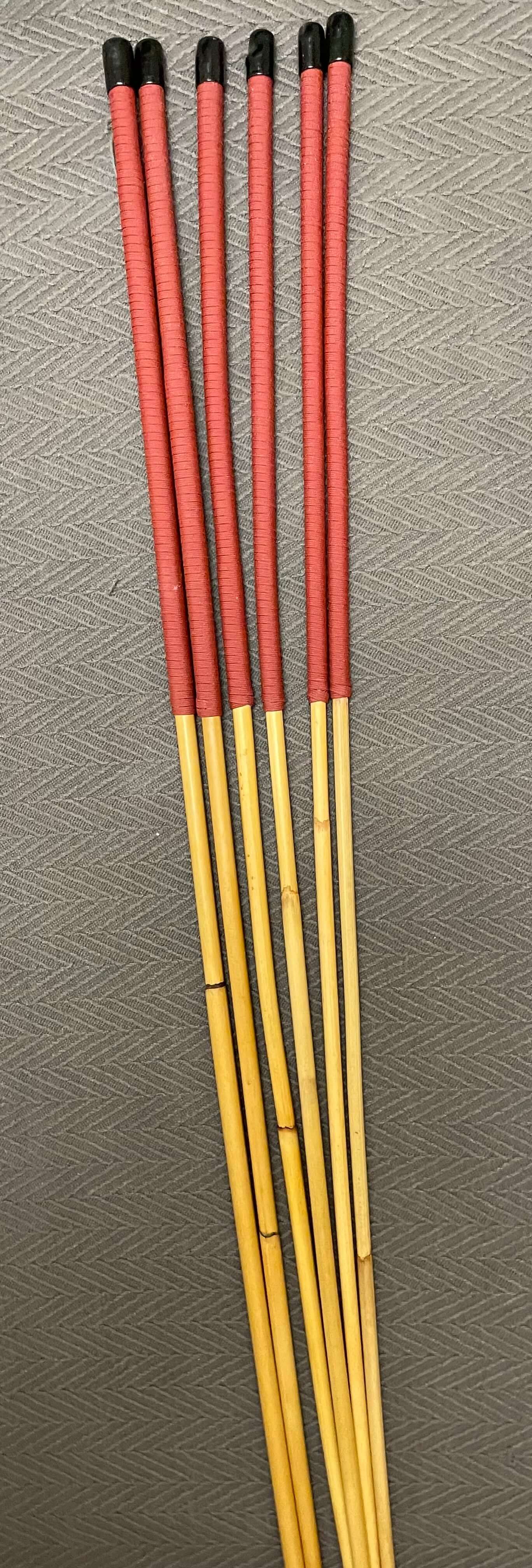 Set of 6 Dragon Canes / Punishment Canes / BDSM Canes / Dominatrix Canes - 95 cms Length - Red or Blue Streak Paracord Handles - Stripewell Canes