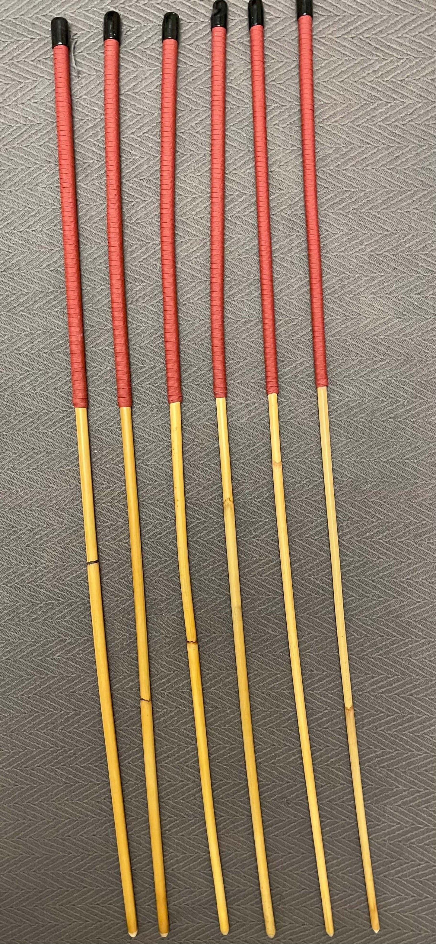 Set of 6 Dragon Canes / Punishment Canes / BDSM Canes / Dominatrix Canes - 95 cms Length - Red or Blue Streak Paracord Handles - Stripewell Canes