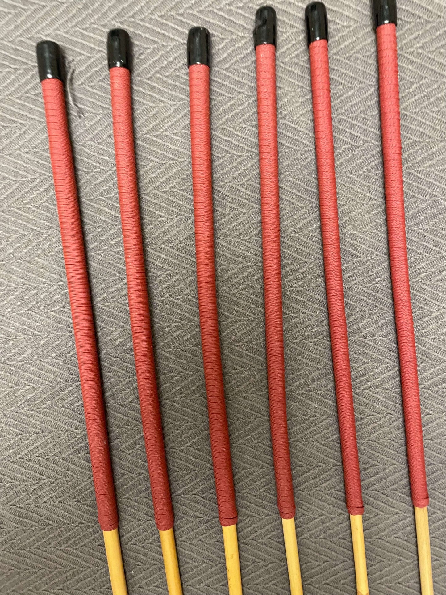 Set of 6 Dragon Canes / Punishment Canes / BDSM Canes / Dominatrix Canes - 95 cms Length - Red or Blue Streak Paracord Handles - Stripewell Canes