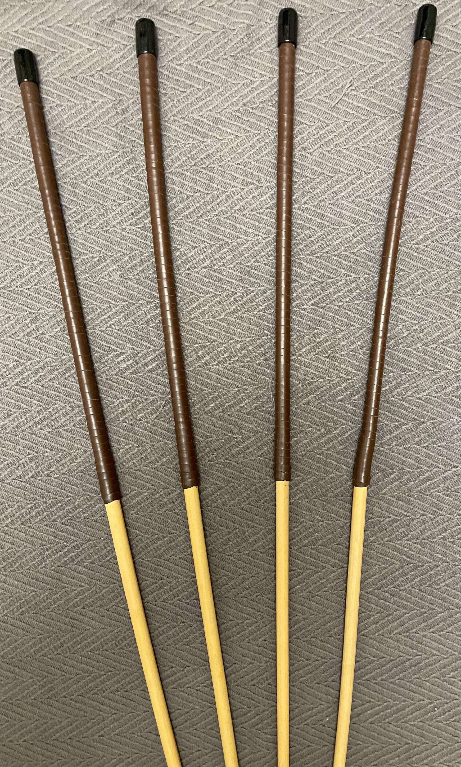 No Knot / Knotless / Ultimate Dragon Canes Set of 4 - 92 cms length - BRANDY Kangaroo Leather Handles - Stripewell Canes