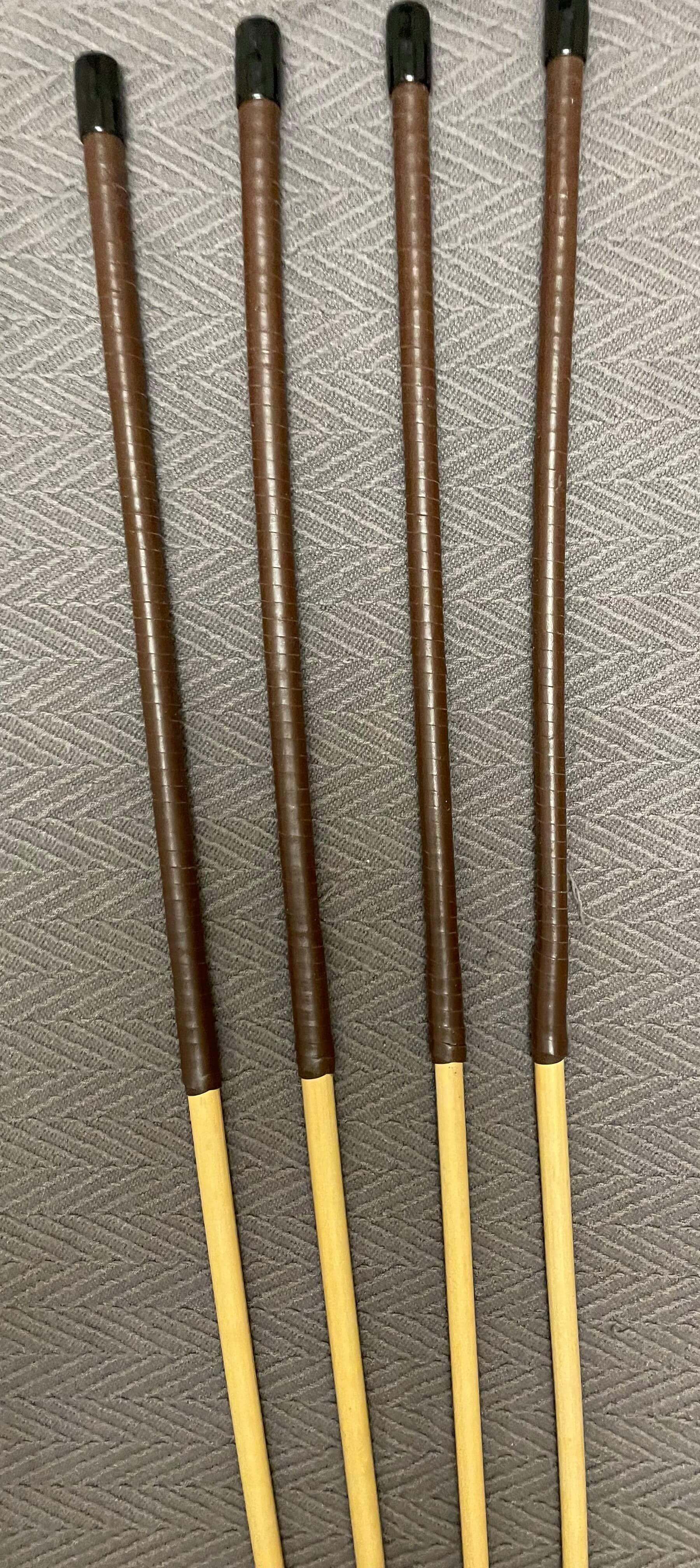 No Knot / Knotless / Ultimate Dragon Canes Set of 4 - 92 cms length - BRANDY Kangaroo Leather Handles - Stripewell Canes