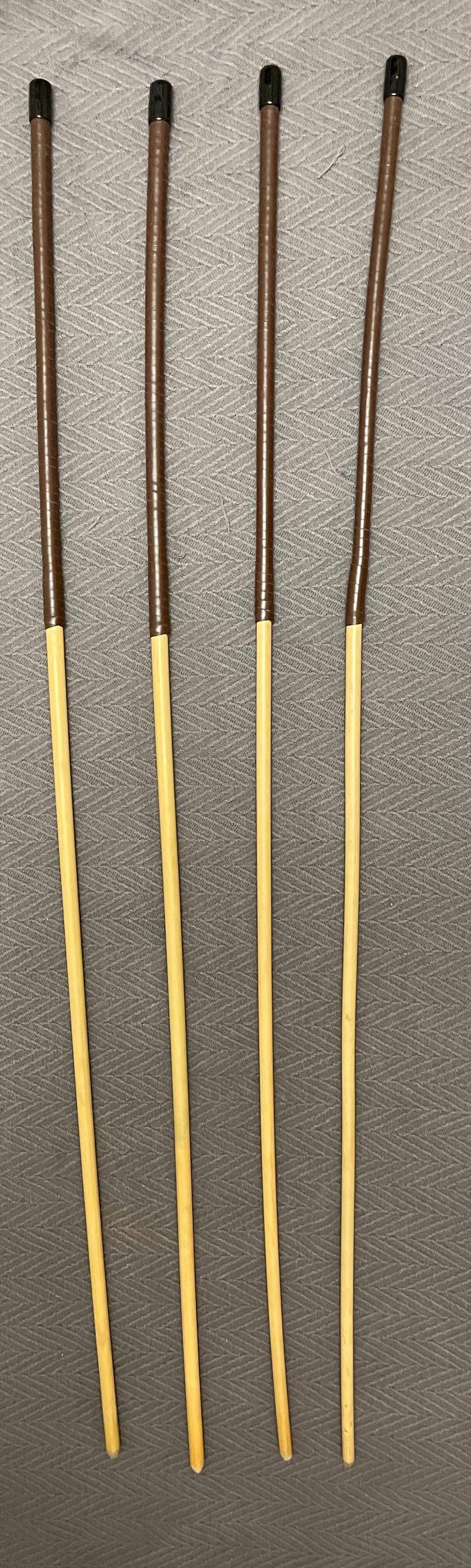 No Knot / Knotless / Ultimate Dragon Canes Set of 4 - 92 cms length - BRANDY Kangaroo Leather Handles - Stripewell Canes