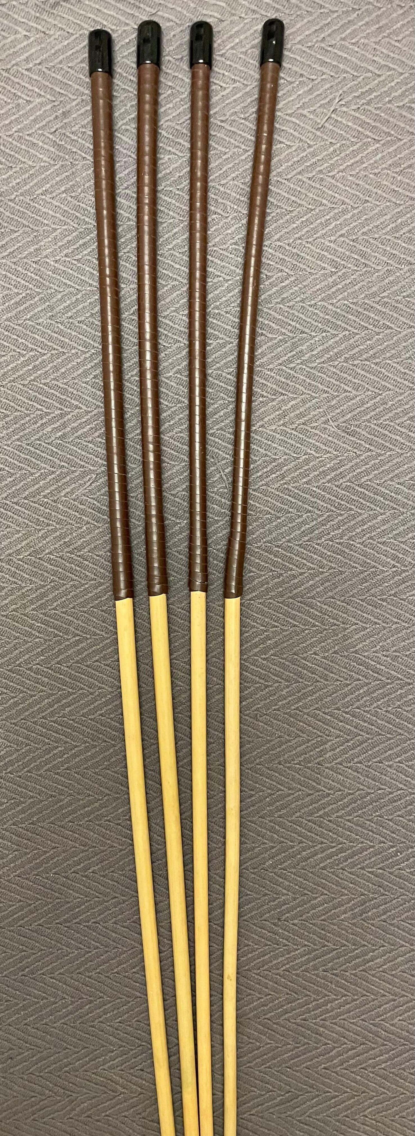 No Knot / Knotless / Ultimate Dragon Canes Set of 4 - 92 cms length - BRANDY Kangaroo Leather Handles - Stripewell Canes