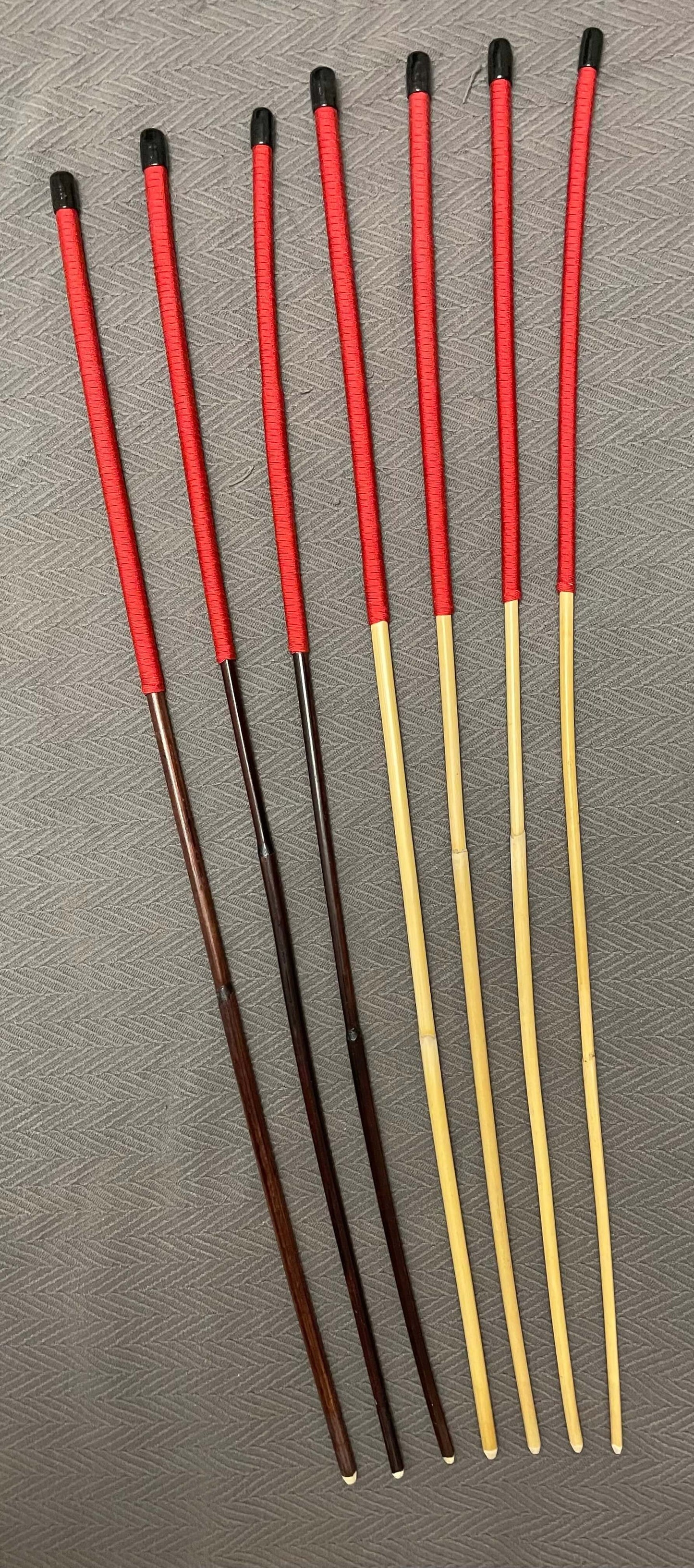 Smoked Dragon / Natural Dragon Canes  Mixed Set of 7 Canes  - SELECT MIXED SET - 90/95 cms Length - RED / BURGUNDY Paracord Handles