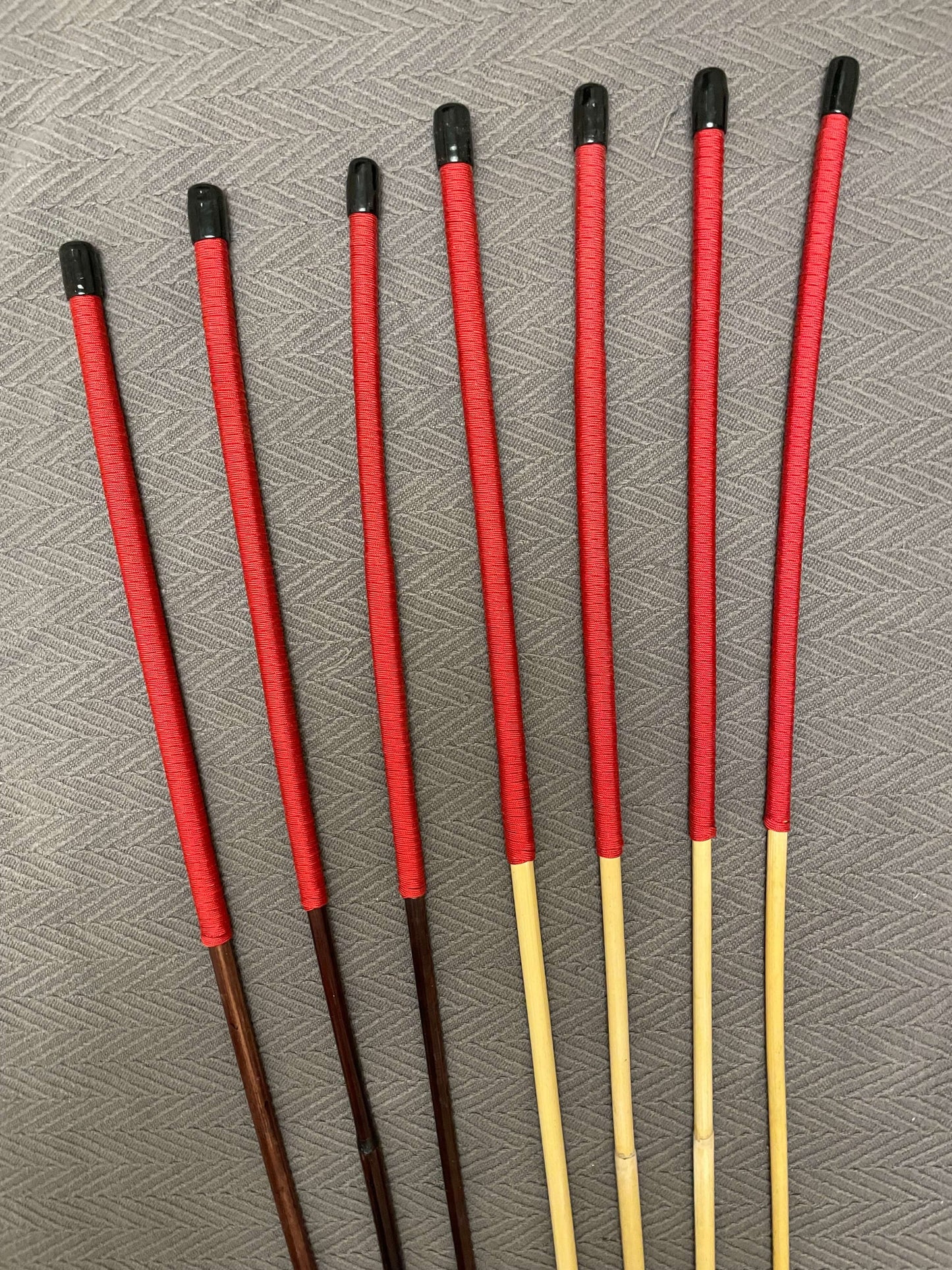 Smoked Dragon / Natural Dragon Canes  Mixed Set of 7 Canes  - SELECT MIXED SET - 90/95 cms Length - RED / BURGUNDY Paracord Handles