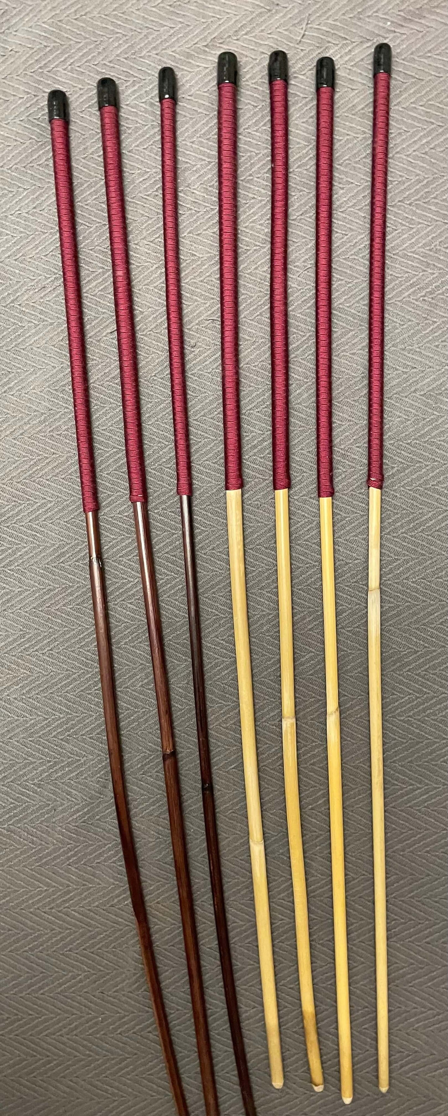 Smoked Dragon / Natural Dragon Canes  Mixed Set of 7 Canes  - SELECT MIXED SET - 90/95 cms Length - RED / BURGUNDY Paracord Handles