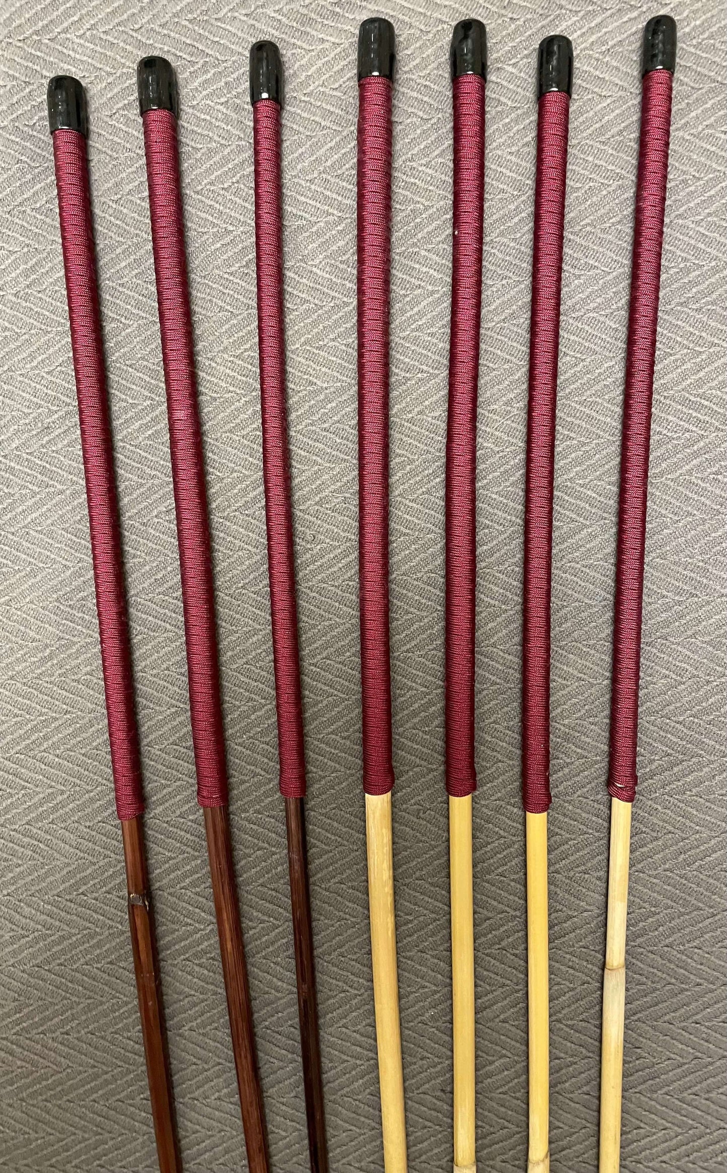 Smoked Dragon / Natural Dragon Canes  Mixed Set of 7 Canes  - SELECT MIXED SET - 90/95 cms Length - RED / BURGUNDY Paracord Handles