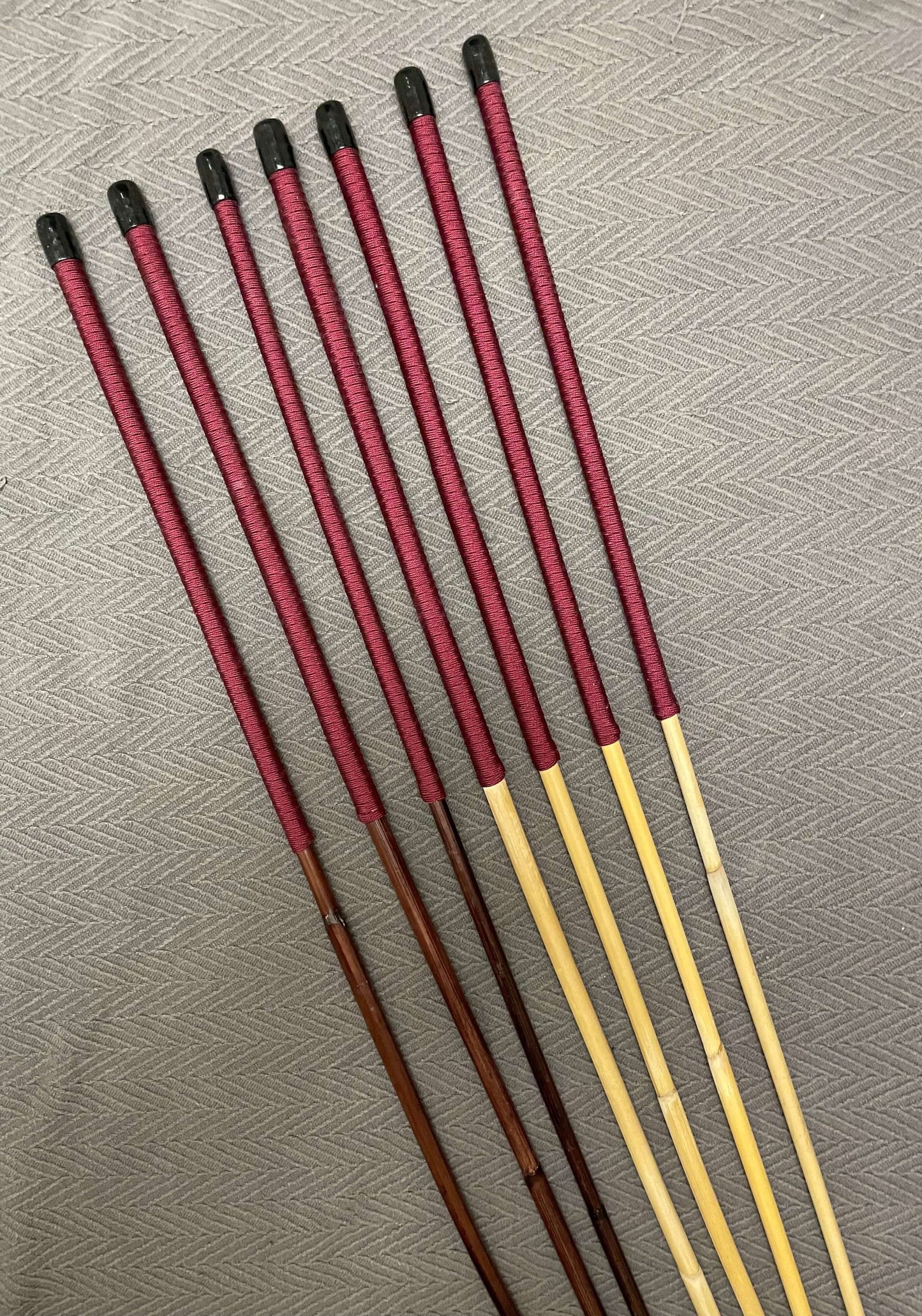 Smoked Dragon / Natural Dragon Canes  Mixed Set of 7 Canes  - SELECT MIXED SET - 90/95 cms Length - RED / BURGUNDY Paracord Handles