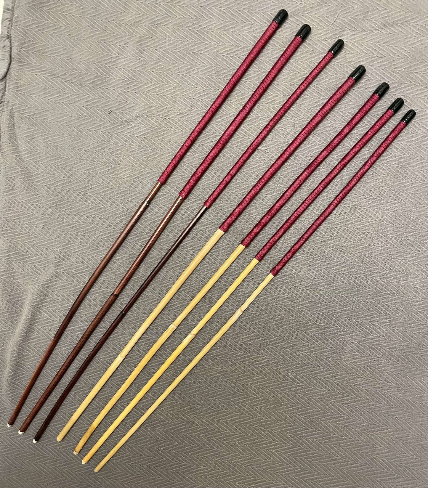 Smoked Dragon / Natural Dragon Canes  Mixed Set of 7 Canes  - SELECT MIXED SET - 90/95 cms Length - RED / BURGUNDY Paracord Handles