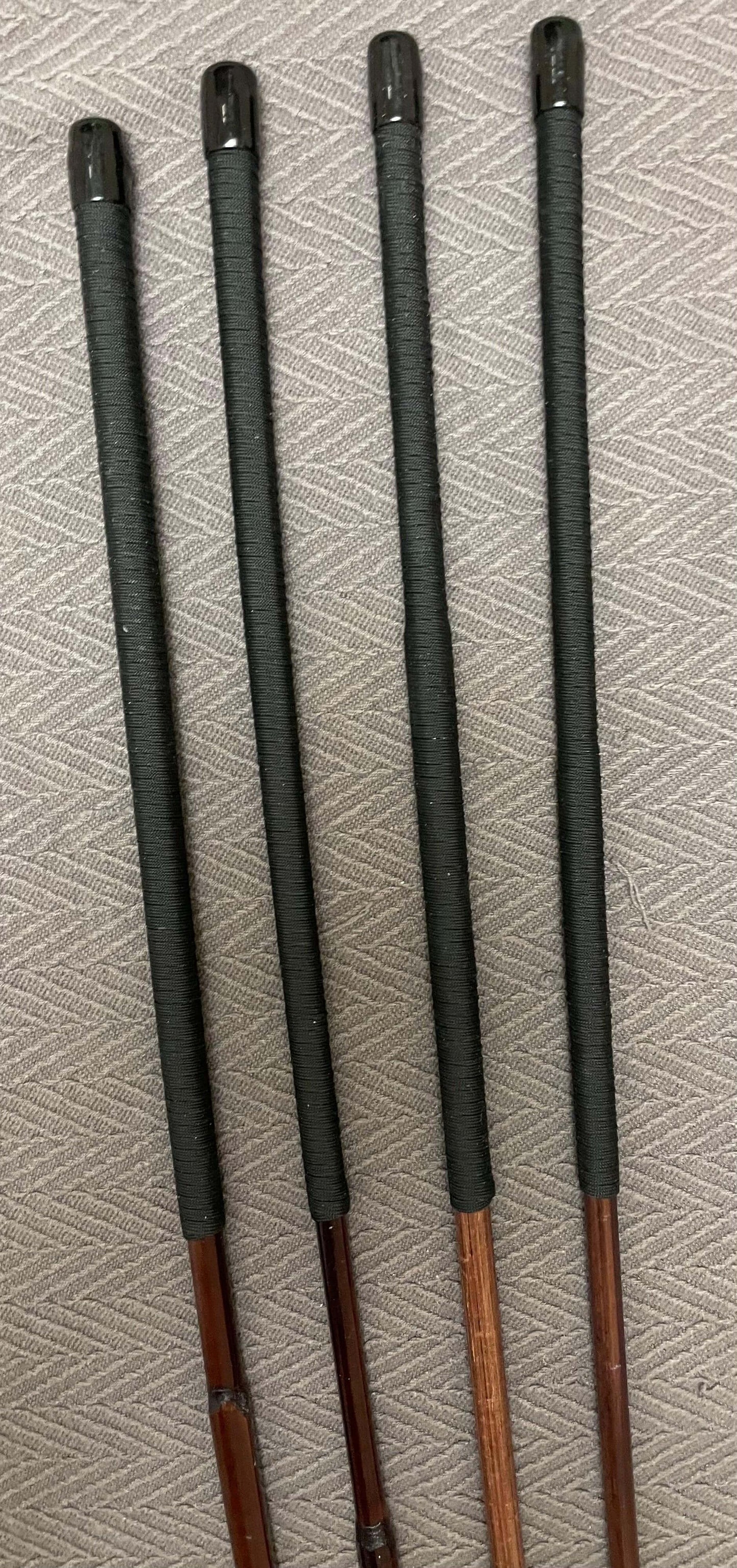 Smoked Dragon Cane Set of 4 - Punishment Cane / Dominatrix Cane  - 95 - 100 cms L - RED / BLACK Paracord or Kangaroo Leather Handles - Stripewell Canes