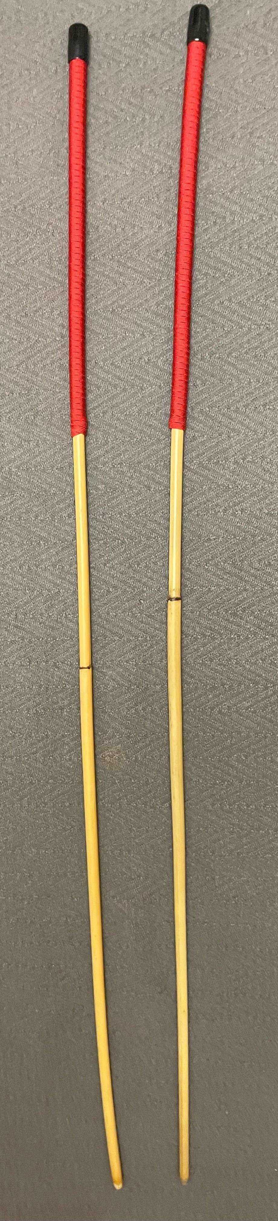 Pair of 2 Natural Dragon Rattan Canes / School Canes / Whipping Canes - 95 cms Length - BLACK/RED/BURGUNDY Handles - Stripewell Canes