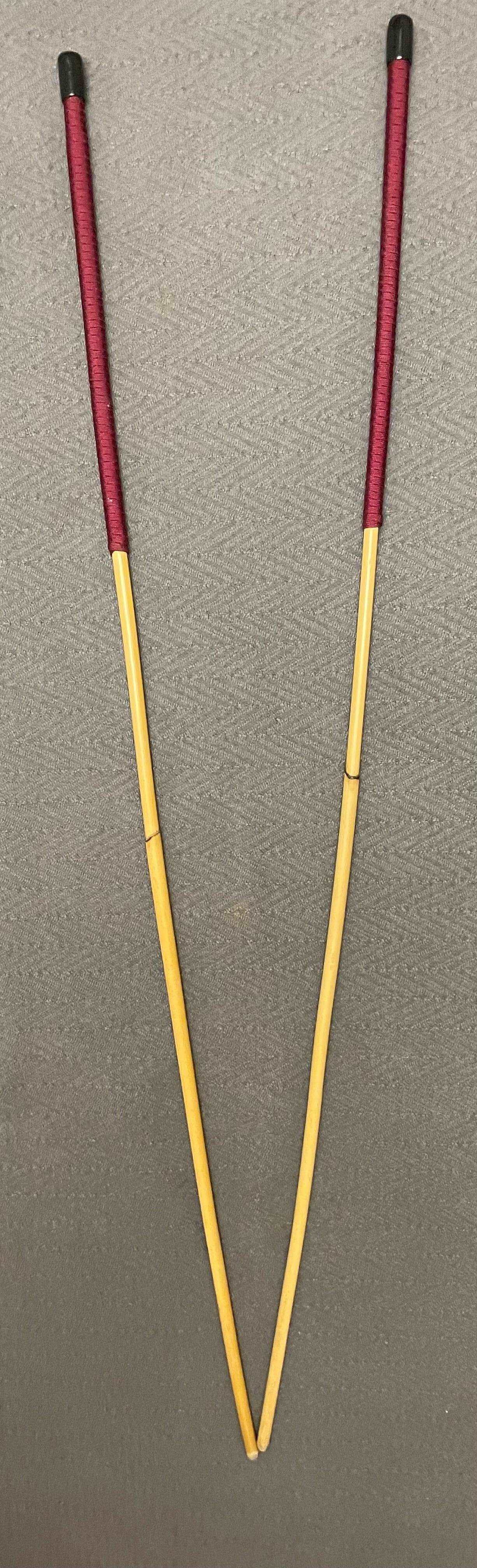 Pair of 2 Natural Dragon Rattan Canes / School Canes / Whipping Canes - 95 cms Length - BLACK/RED/BURGUNDY Handles - Stripewell Canes