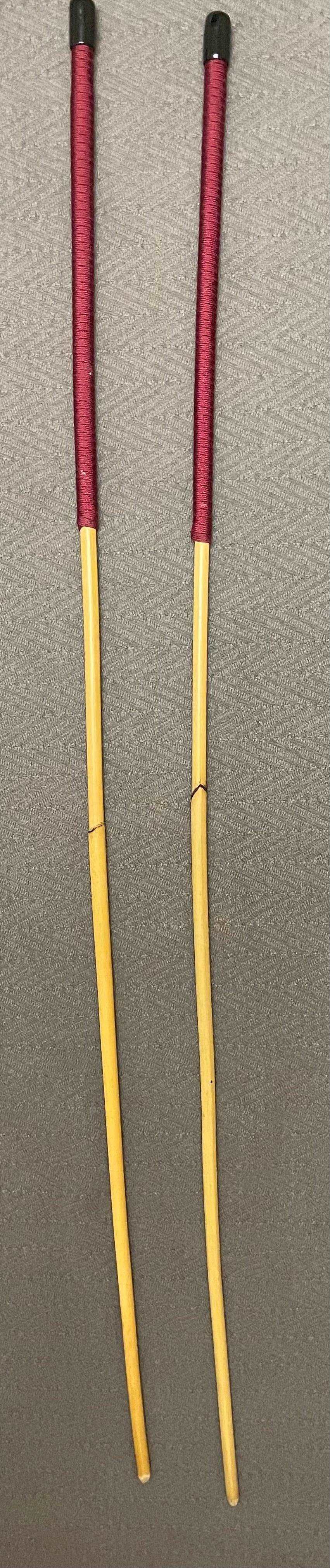 Pair of 2 Natural Dragon Rattan Canes / School Canes / Whipping Canes - 95 cms Length - BLACK/RED/BURGUNDY Handles - Stripewell Canes