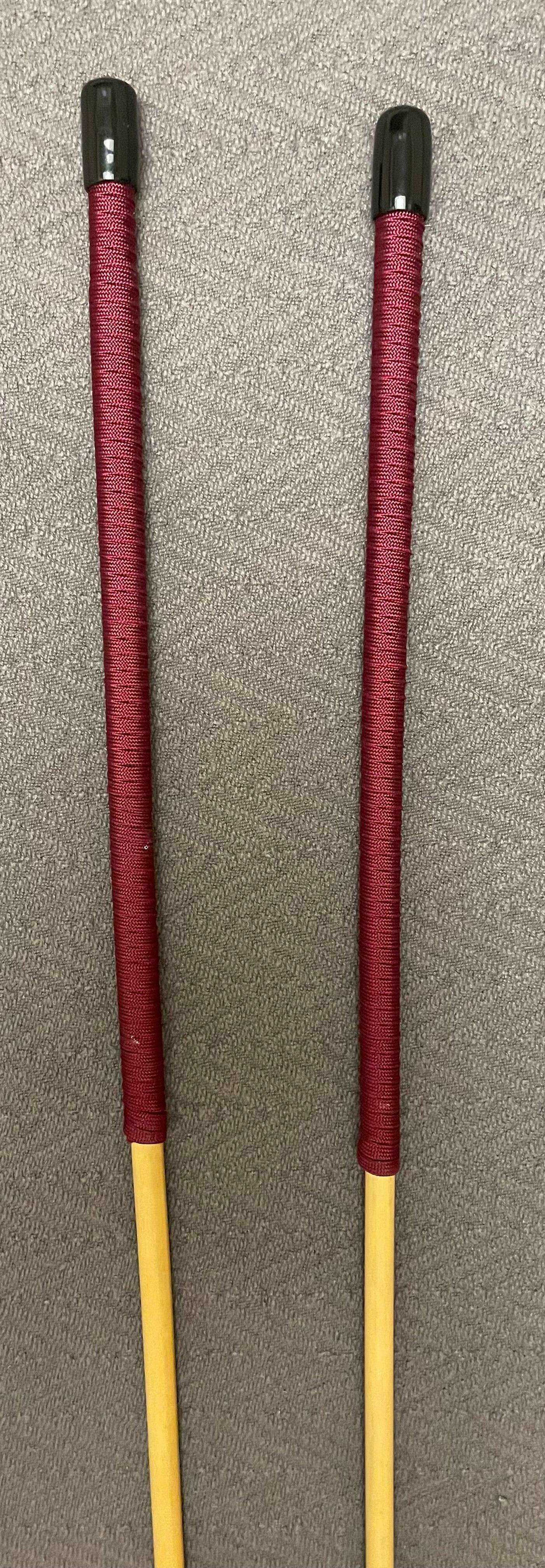 Pair of 2 Natural Dragon Rattan Canes / School Canes / Whipping Canes - 95 cms Length - BLACK/RED/BURGUNDY Handles - Stripewell Canes