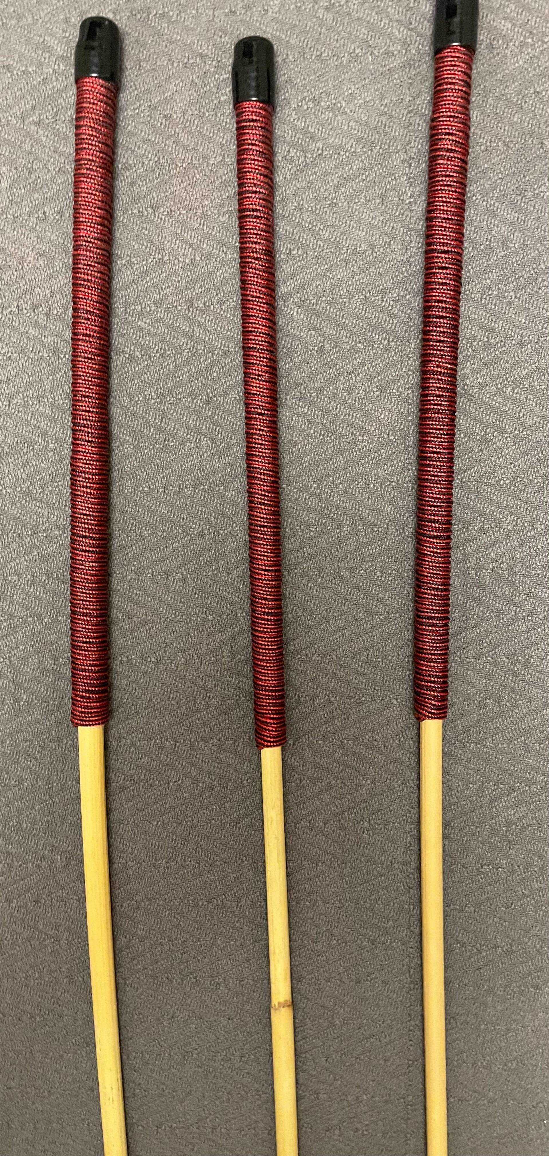 Set of 3 Natural Dragon Canes / School Canes / Punishment Canes / Whipping Canes / BDSM Canes - ASSORTED SET - 100 cms Length - RED&BLACK (LIQUORICE) Handles - Stripewell Canes