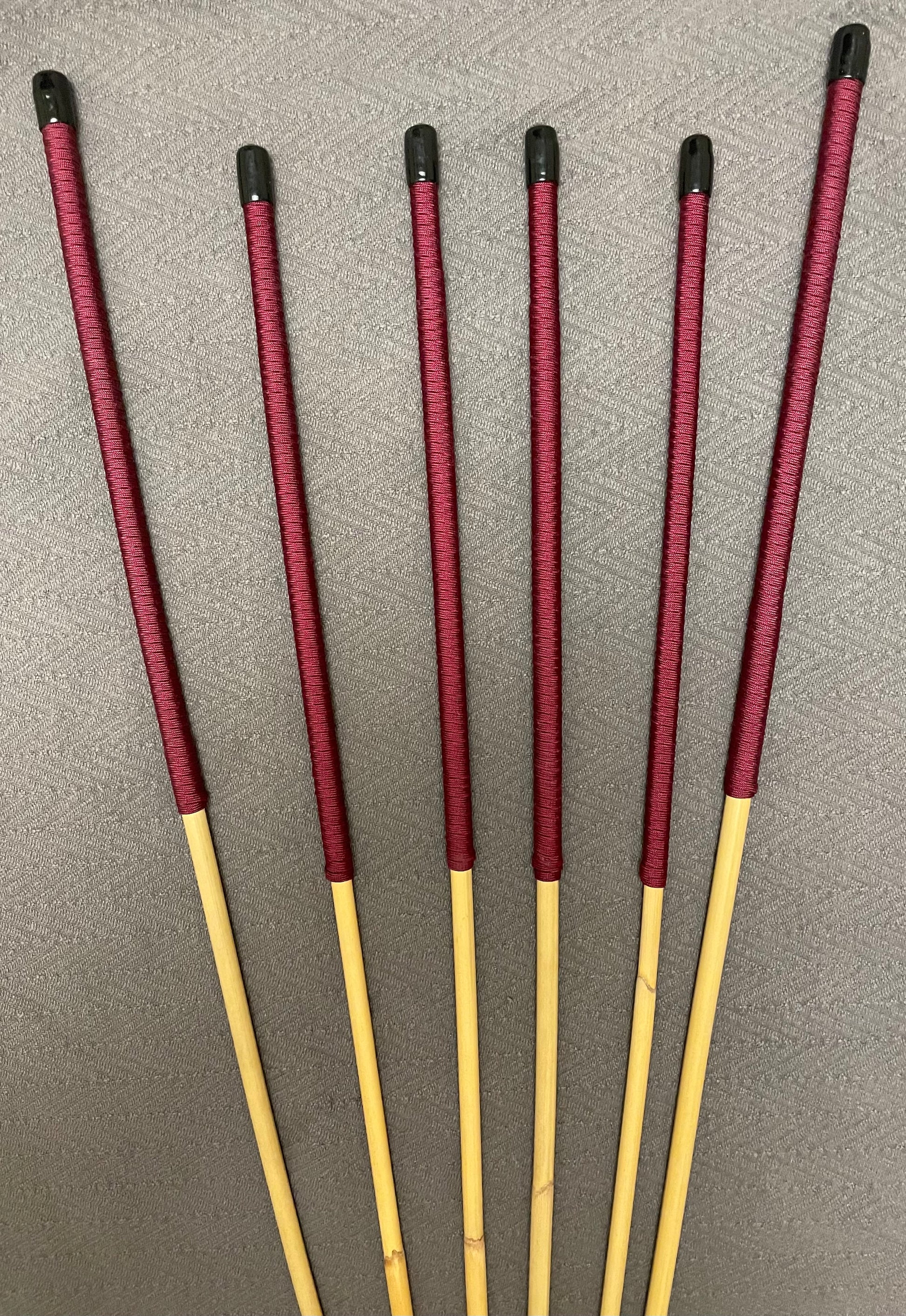 Thick and Thuddy Dragon Canes / Punishment Canes / Dominatrix Canes / Set of 6  - 95 to 100 cms Length - Burgundy Paracord Handles - Stripewell Canes