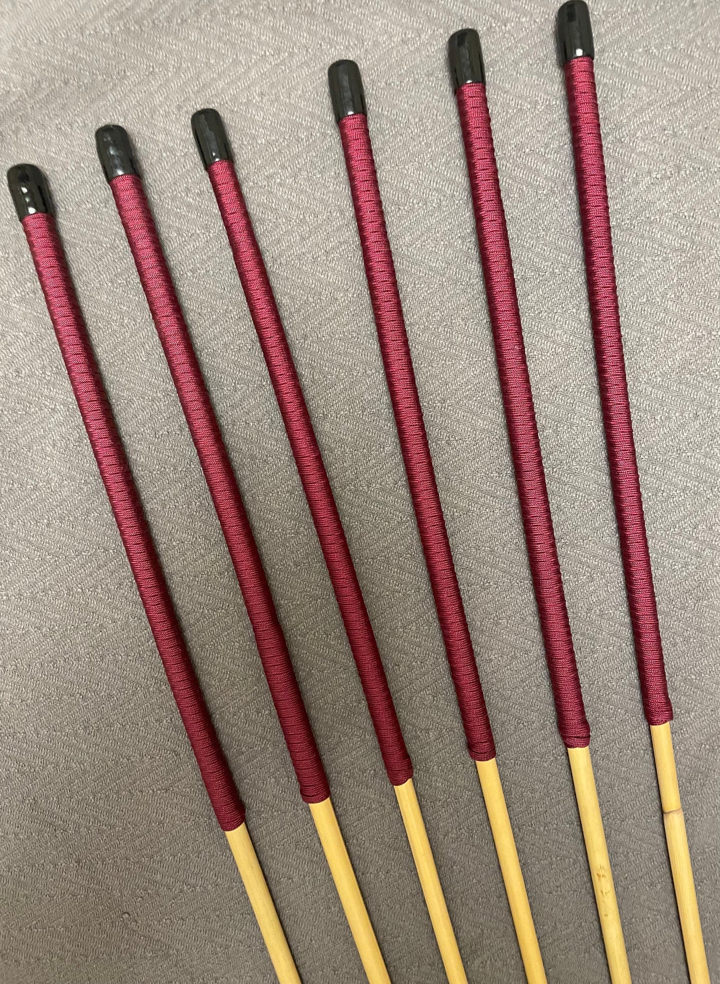 Thick and Thuddy Dragon Canes / Punishment Canes / Dominatrix Canes / Set of 6  - 95 to 100 cms Length - Burgundy Paracord Handles - Stripewell Canes