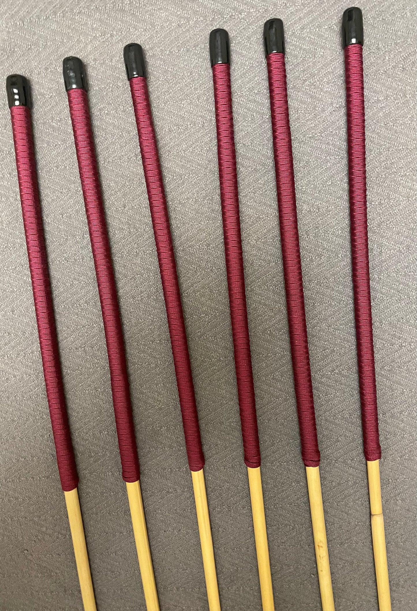 Thick and Thuddy Dragon Canes / Punishment Canes / Dominatrix Canes / Set of 6  - 95 to 100 cms Length - Burgundy Paracord Handles - Stripewell Canes