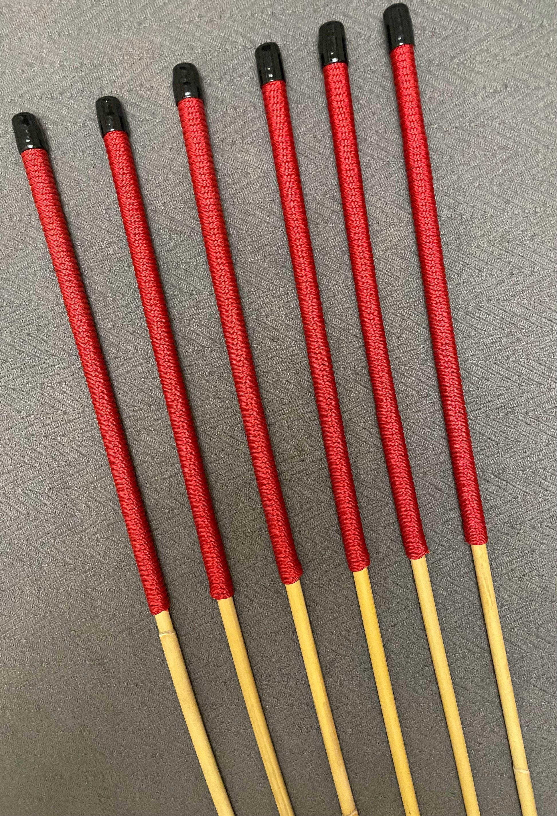 Thick and Thuddy Dragon Canes / Punishment Canes / BDSM Dominatrix Canes Set of 6 - - 100 cms Length - Red Paracord Handles - Stripewell Canes