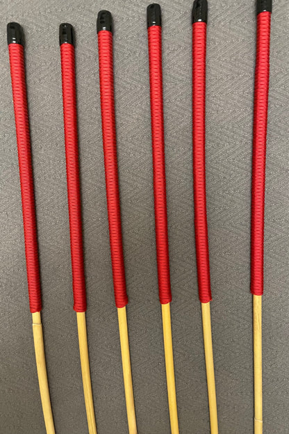 Thick and Thuddy Dragon Canes / Punishment Canes / BDSM Dominatrix Canes Set of 6 - - 100 cms Length - Red Paracord Handles - Stripewell Canes