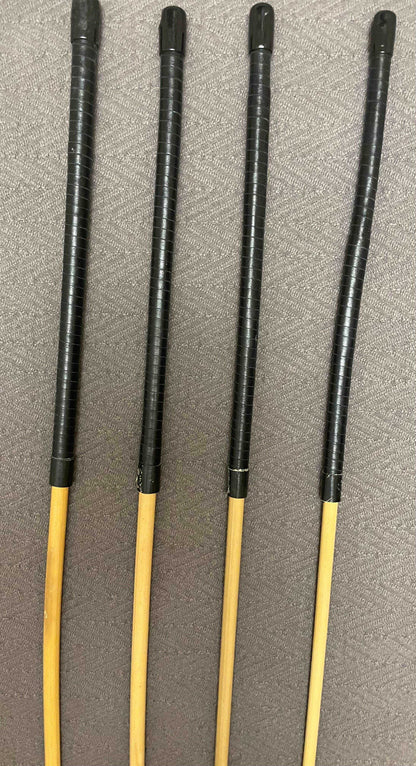 Professional Punitrix Set of 4 Dragon Canes / BDSM Canes. 100 - 110 cms L & 9 - 12.5 mm D - Red / Black Roo Leather Handles - Stripewell Canes