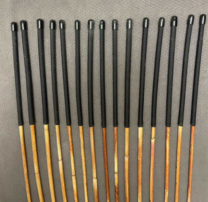 Set of 15 Natural Dragon Rattan Punishment Canes / School Canes / Whipping Canes - SECONDS SET - 95/100 cms Length - BLACK HANDLES - Stripewell Canes