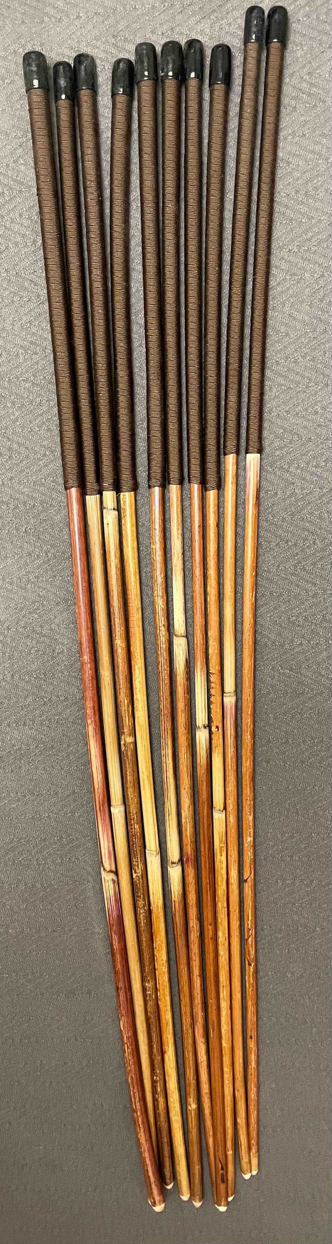 Set of 10 Natural Dragon Rattan Punishment Canes / School Canes / Whipping Canes - SECONDS SET - 95 cms Length - BROWN HANDLES - Stripewell Canes