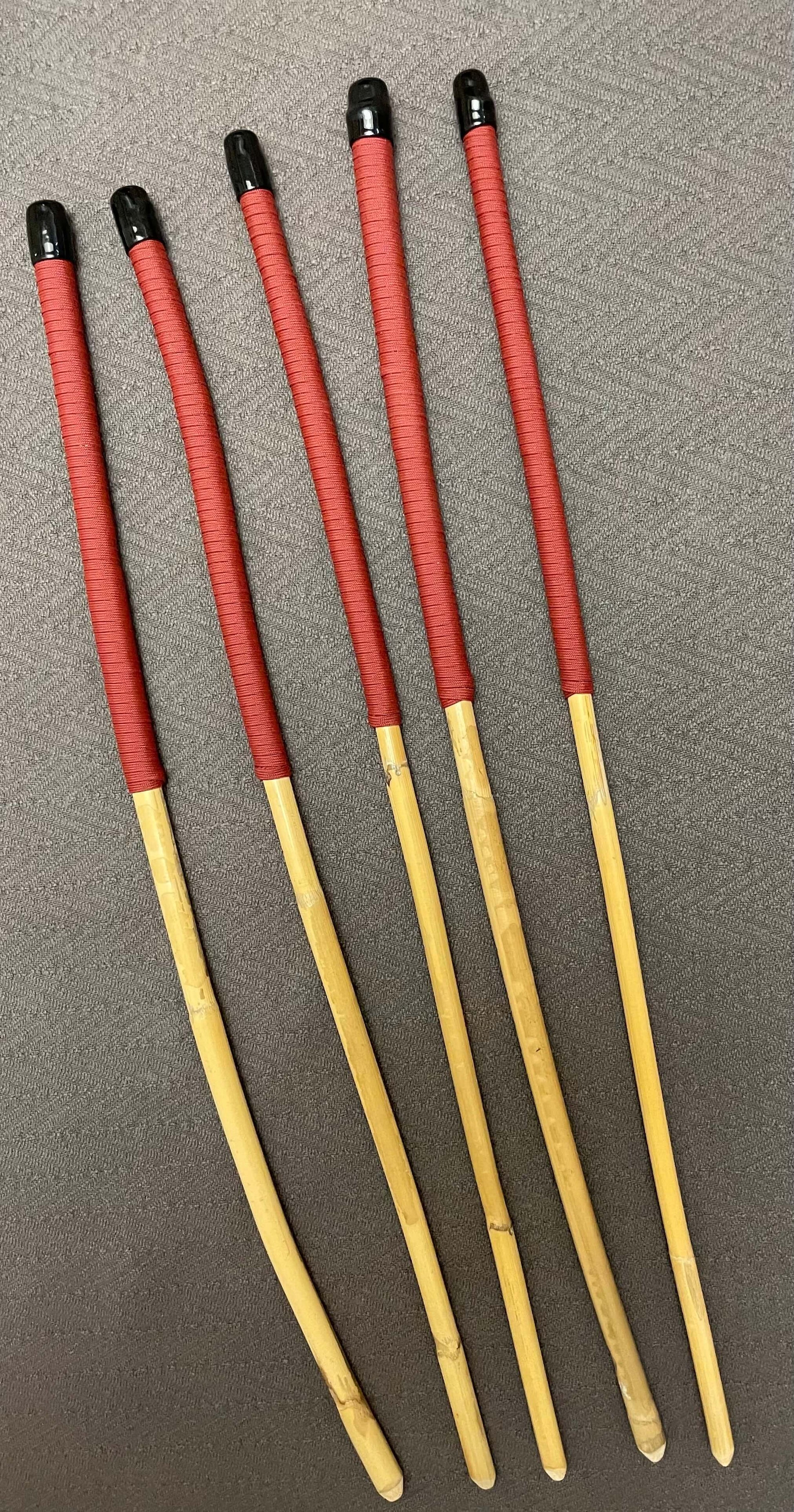 OTK Canes Set of 5 Kooboo Rattan Punishment canes - Red Paracord Handles - Stripewell Canes