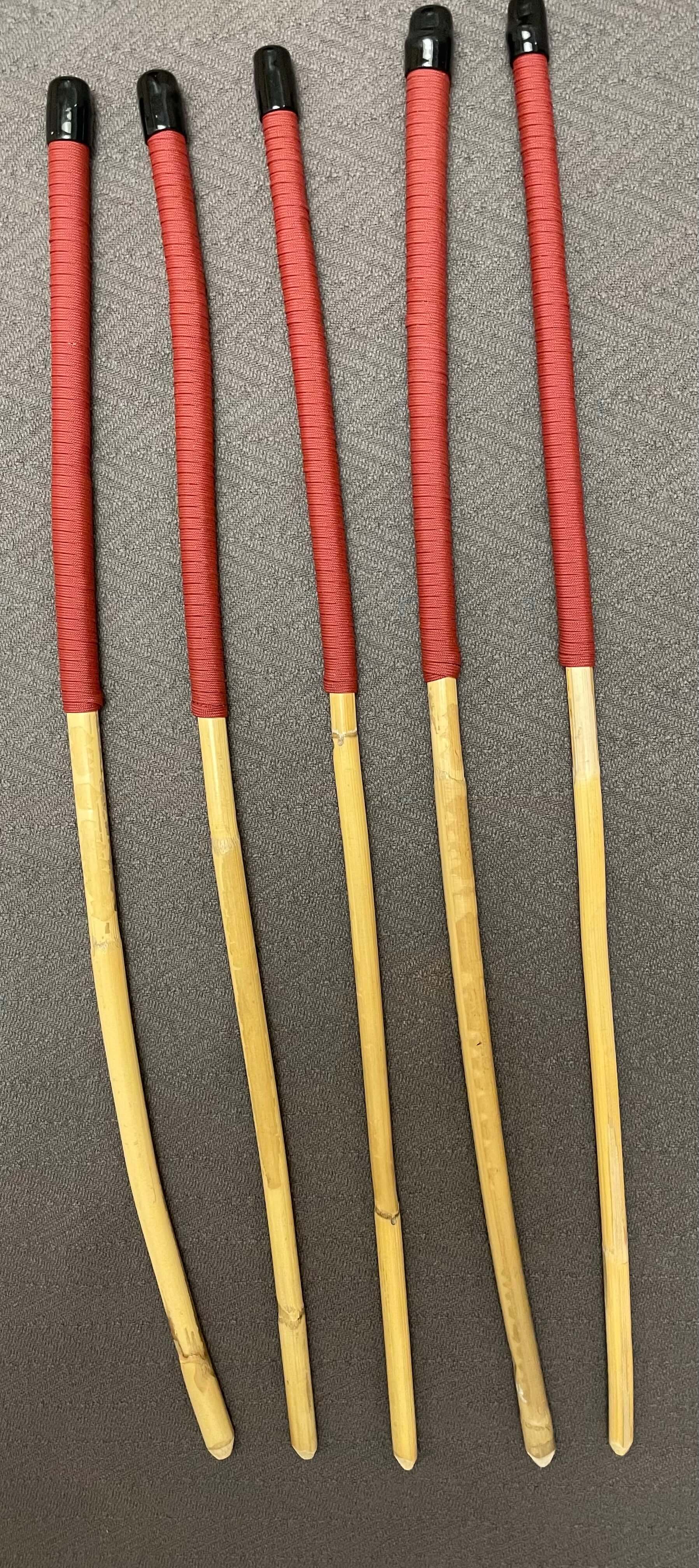 OTK Canes Set of 5 Kooboo Rattan Punishment canes - Red Paracord Handles - Stripewell Canes