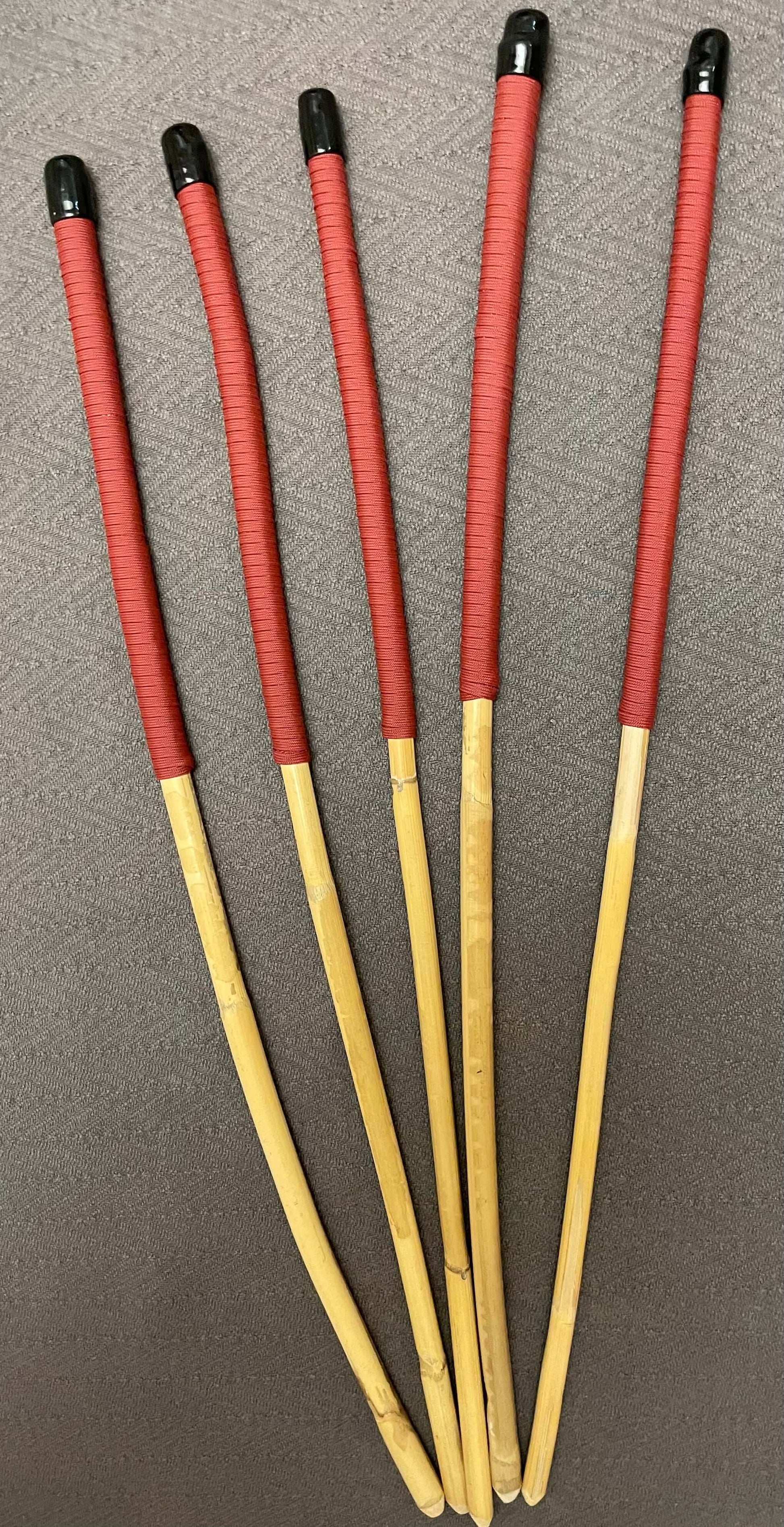 OTK Canes Set of 5 Kooboo Rattan Punishment canes - Red Paracord Handles - Stripewell Canes