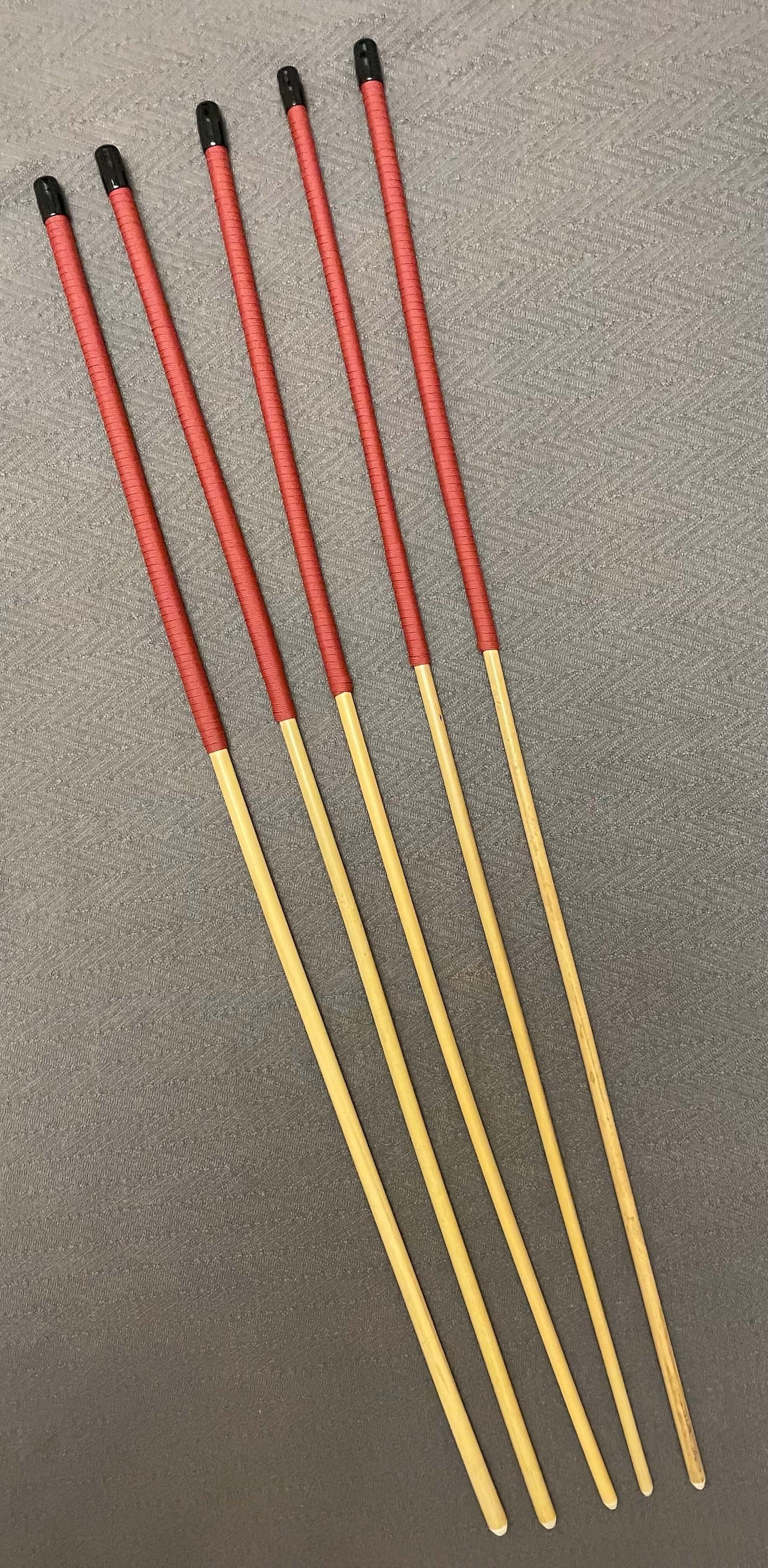 No Knot Dragon Canes / Ultimate Dragon Cane / Knotless Rattan Cane / Spanking BDSM Rattan Cane Set of 5  - 92 cms length - Brick Red Paracord Handles