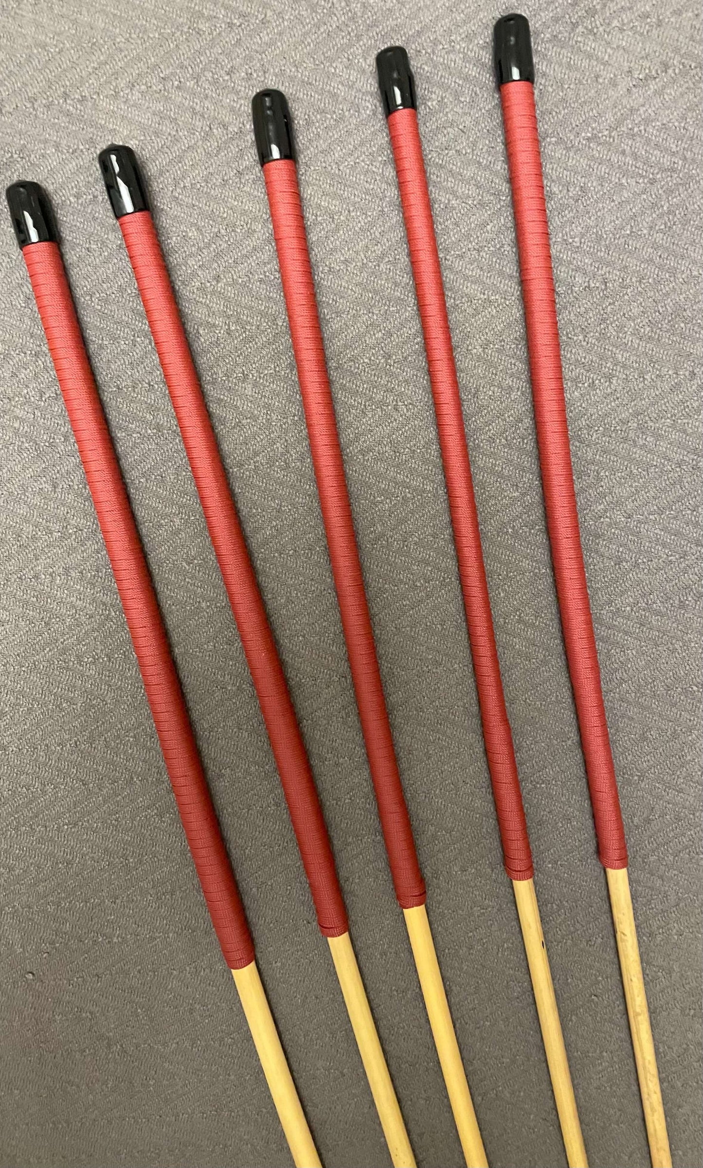 No Knot Dragon Canes / Ultimate Dragon Cane / Knotless Rattan Cane / Spanking BDSM Rattan Cane Set of 5  - 92 cms length - Brick Red Paracord Handles