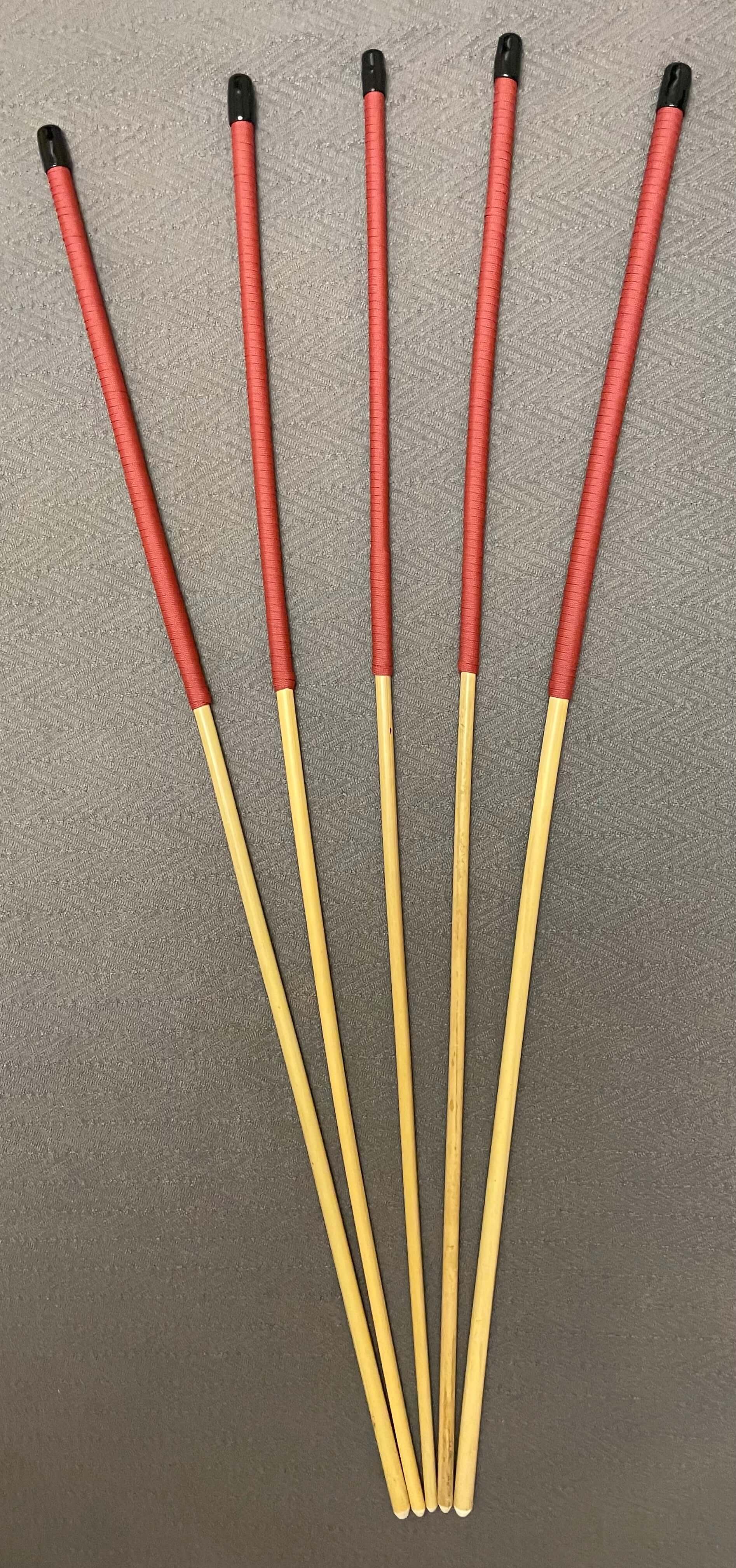 No Knot Dragon Canes / Ultimate Dragon Cane / Knotless Rattan Cane / Spanking BDSM Rattan Cane Set of 5  - 92 cms length - Brick Red Paracord Handles