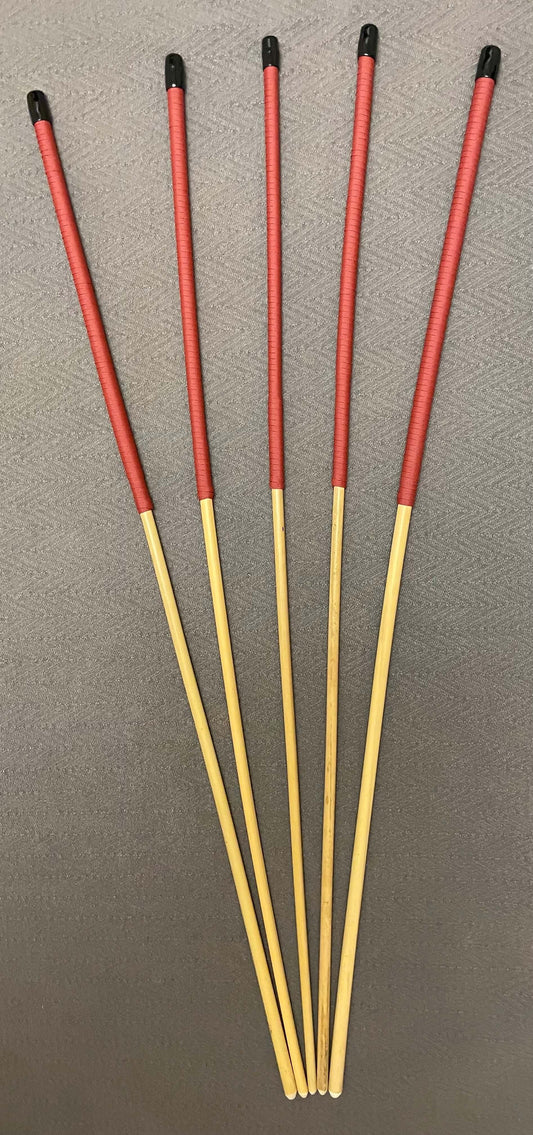 No Knot Dragon Canes / Ultimate Dragon Cane / Knotless Rattan Cane / Spanking BDSM Rattan Cane Set of 5  - 92 cms length - Brick Red Paracord Handles