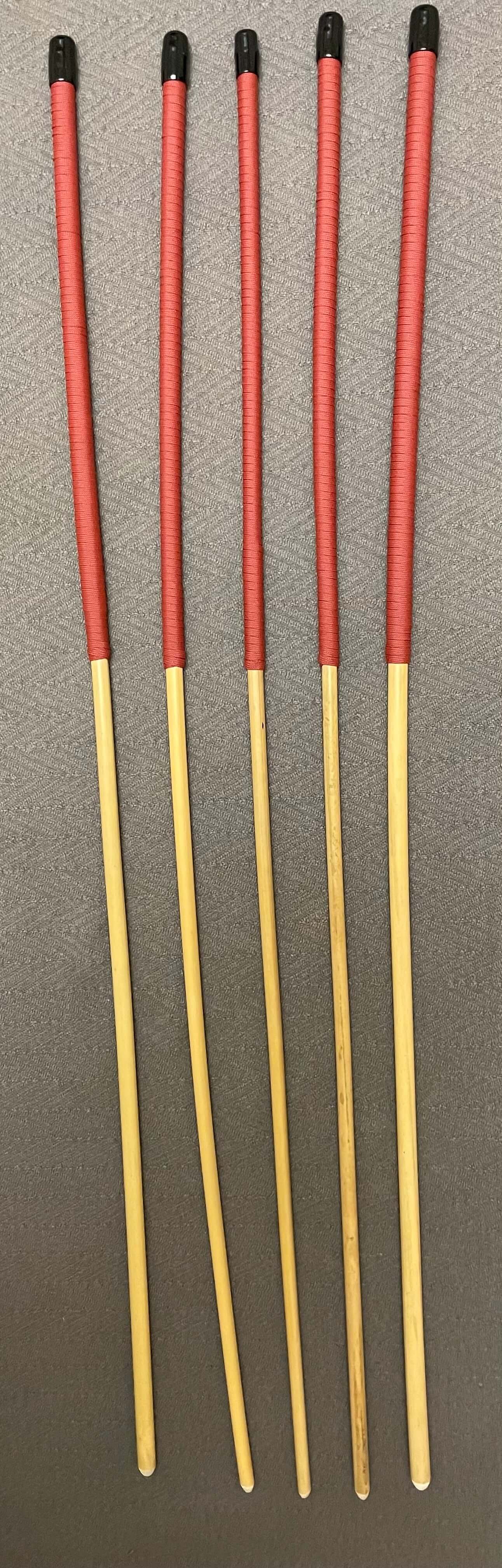 No Knot Dragon Canes / Ultimate Dragon Cane / Knotless Rattan Cane / Spanking BDSM Rattan Cane Set of 5  - 92 cms length - Brick Red Paracord Handles