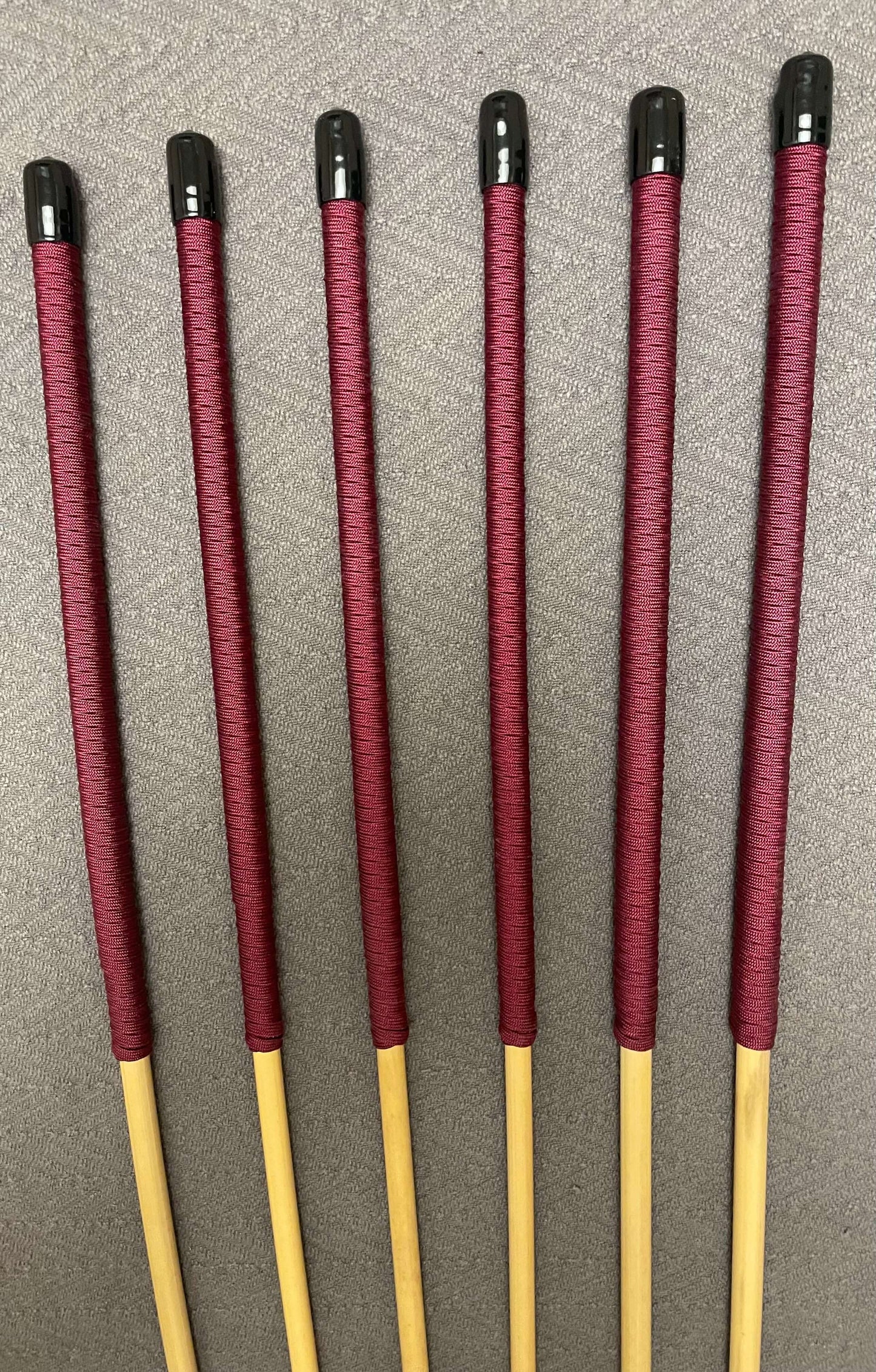 No Knot Dragon Canes / Knotless Canes / Ultimate Canes Set of 6 - NO KNOT PREMIUM SET - 85 cms Length - BURGUNDY Paracord Handles