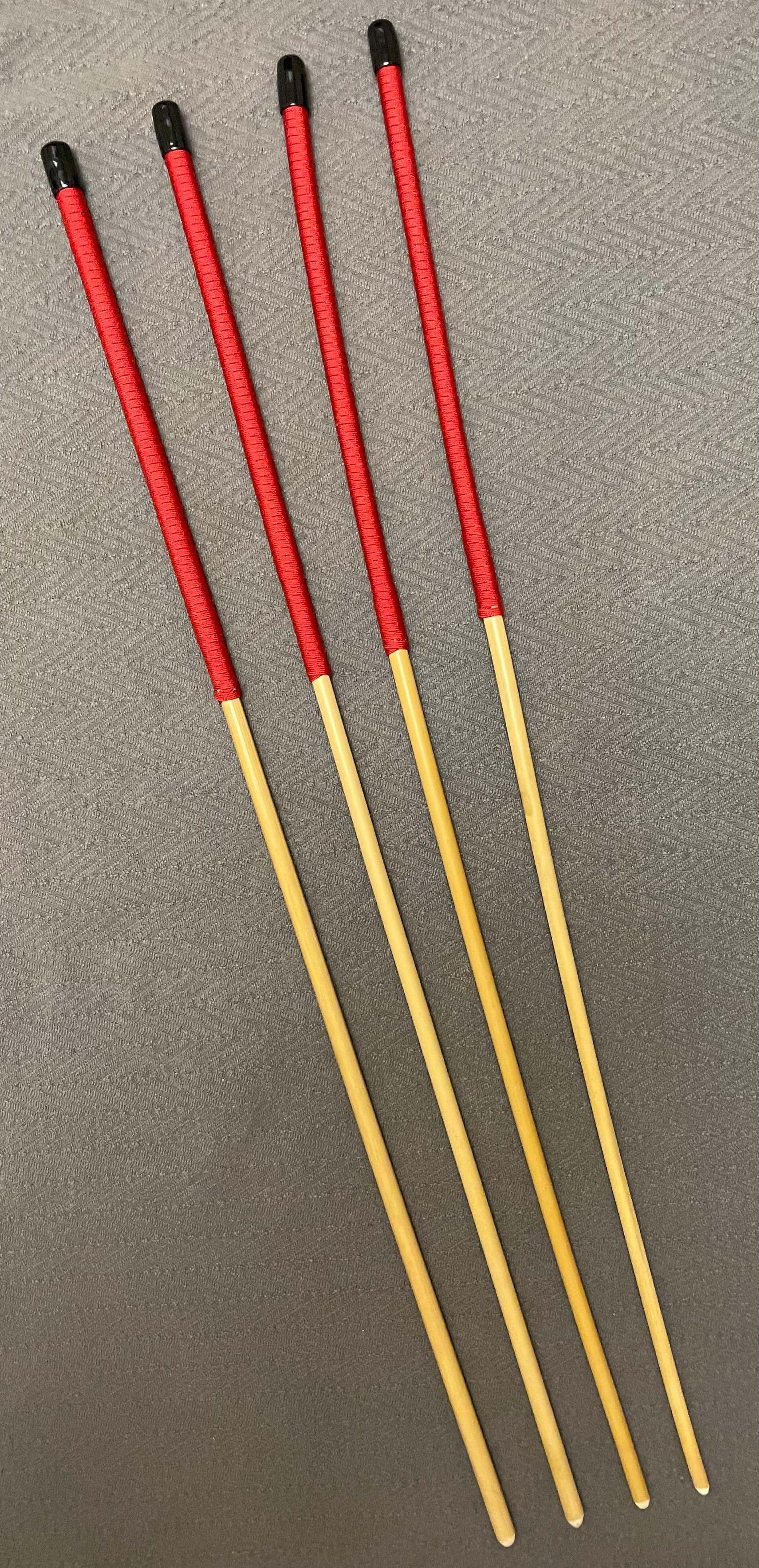 Set of 4 NO KNOT Dragon Canes / School Canes / Punishment Canes - NO KNOT PREMIUM SET -  - 82/84 cms Length - RED Handles - Stripewell Canes