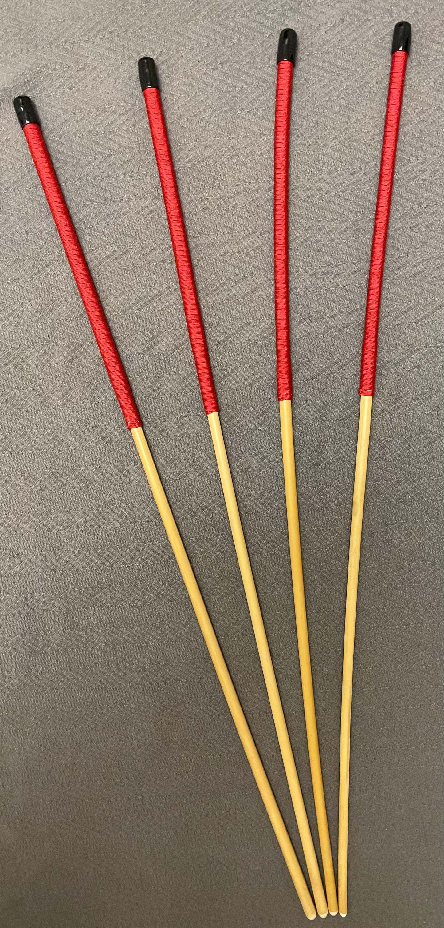 Set of 4 NO KNOT Dragon Canes / School Canes / Punishment Canes - NO KNOT PREMIUM SET -  - 82/84 cms Length - RED Handles - Stripewell Canes