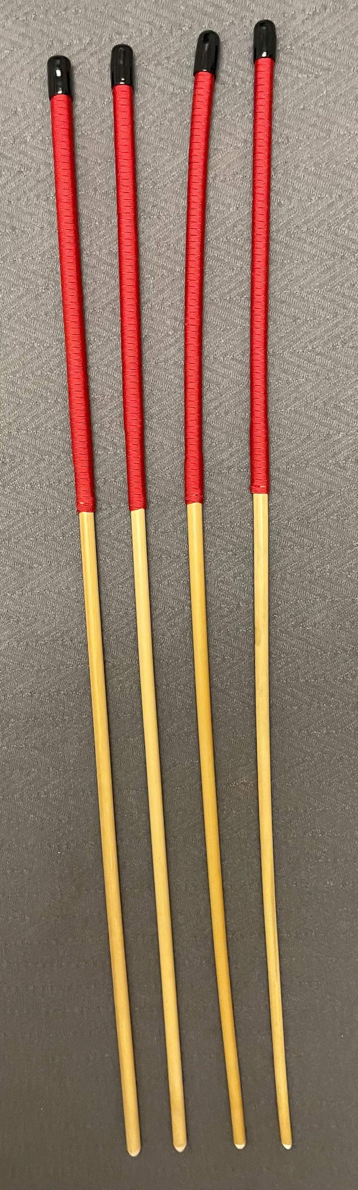 Set of 4 NO KNOT Dragon Canes / School Canes / Punishment Canes - NO KNOT PREMIUM SET -  - 82/84 cms Length - RED Handles - Stripewell Canes