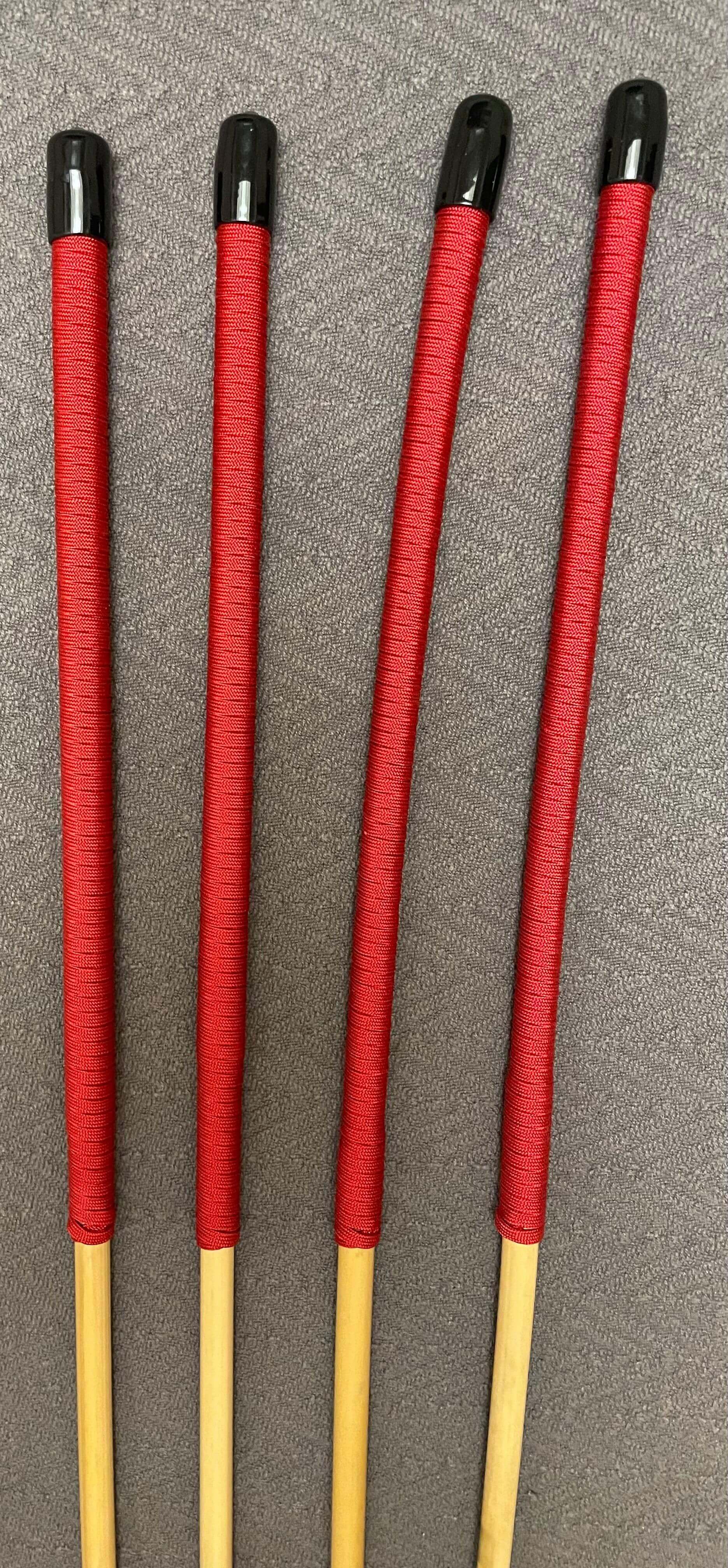 Set of 4 NO KNOT Dragon Canes / School Canes / Punishment Canes - NO KNOT PREMIUM SET -  - 82/84 cms Length - RED Handles - Stripewell Canes