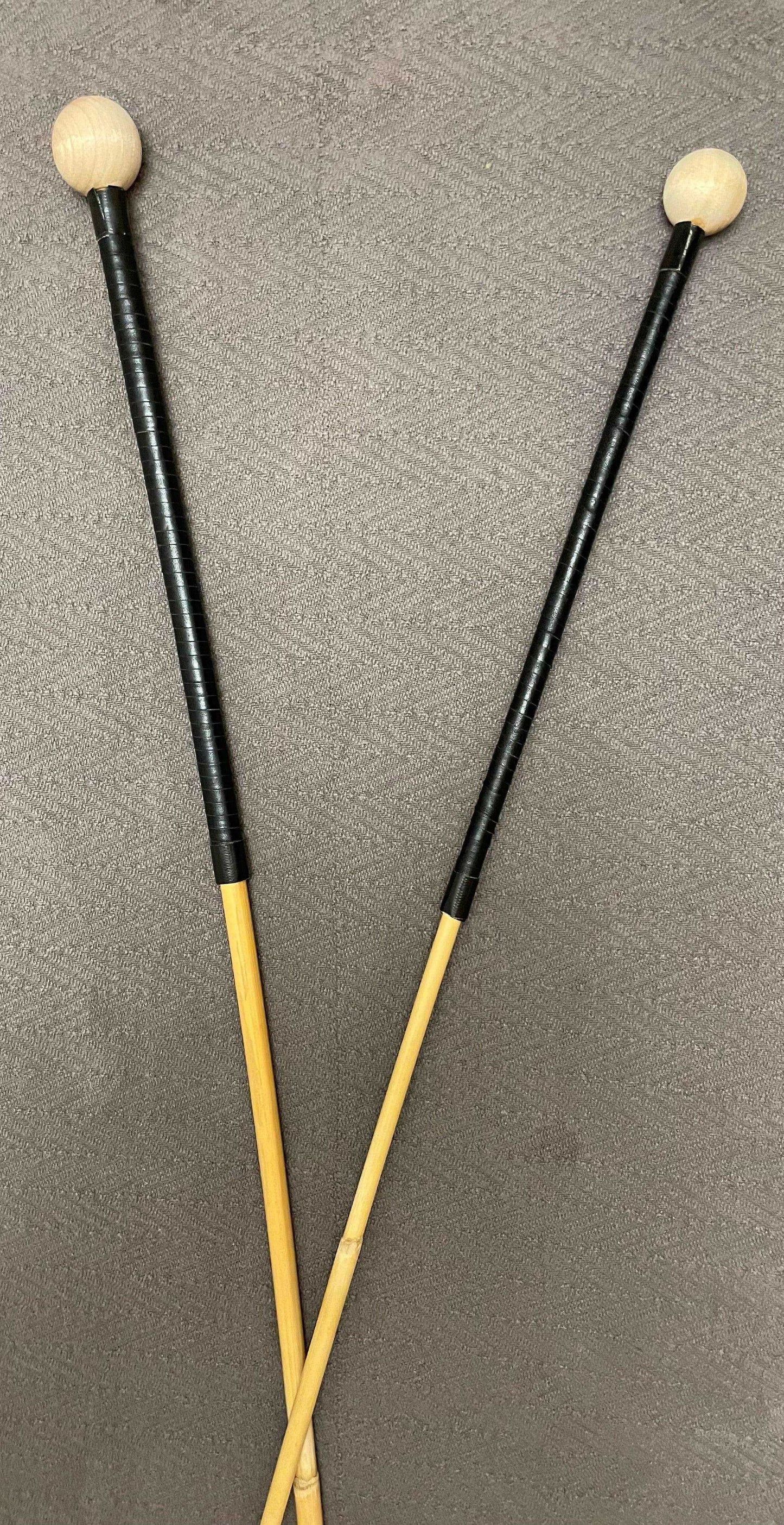 Dressage Whip Style Pair of Natural Dragon Canes / School Canes / Punishment Canes / Horse Whip Canes - PRO SET - 100/105 cms Length - BLACK/RED Kangaroo Leather Handles - Stripewell Canes