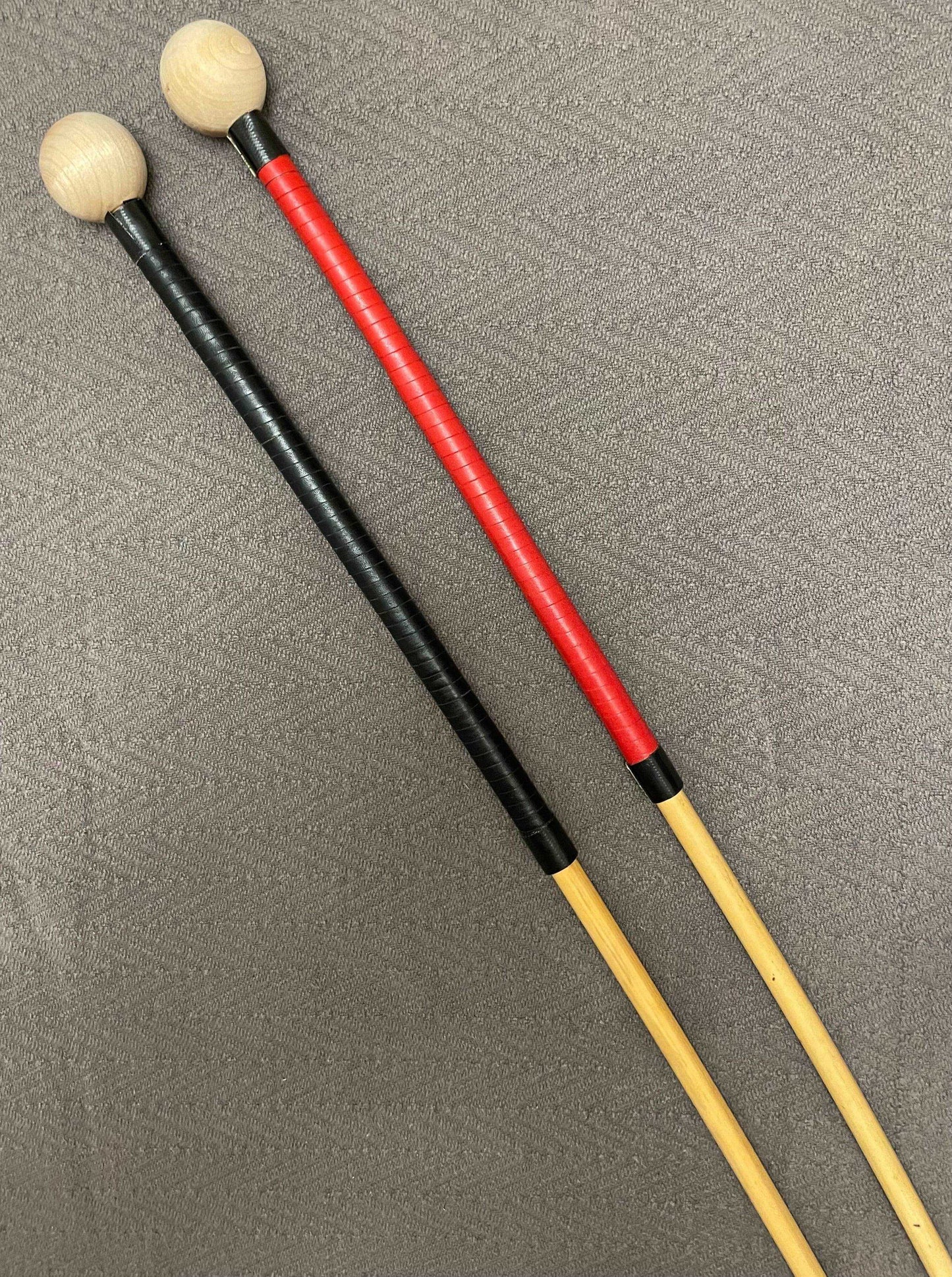 Dressage Whip Style Natural Dragon Rattan Cane / School Cane / Punishment Cane - 100/105 cms Length - 12/12.5 mm Diameter - BLACK/RED Kangaroo Leather Handles - Stripewell Canes